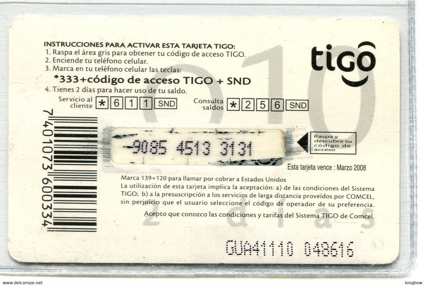 Guatemala Tarjeta Tigo Q.10 - Guatemala