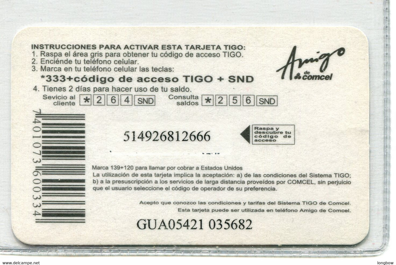 Guatemala Tarjeta Tigo Q.10 - Guatemala