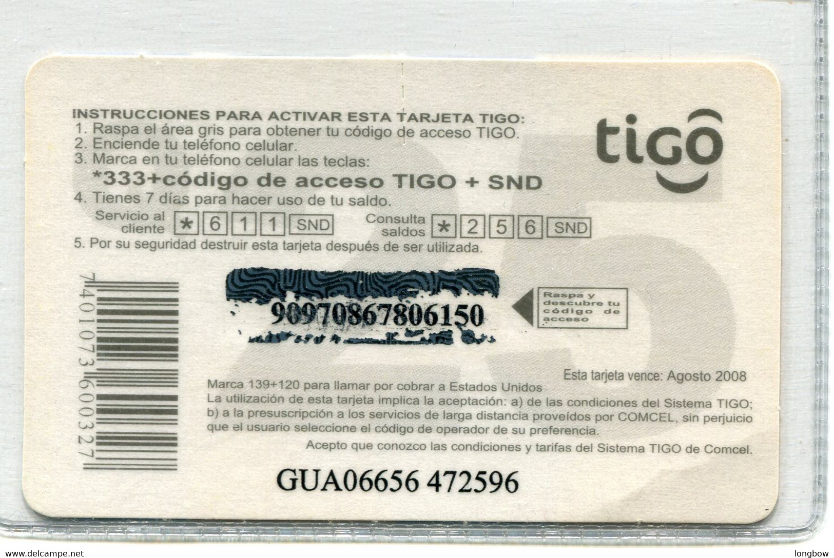 Guatemala Tarjeta Tigo Q.25 - Guatemala