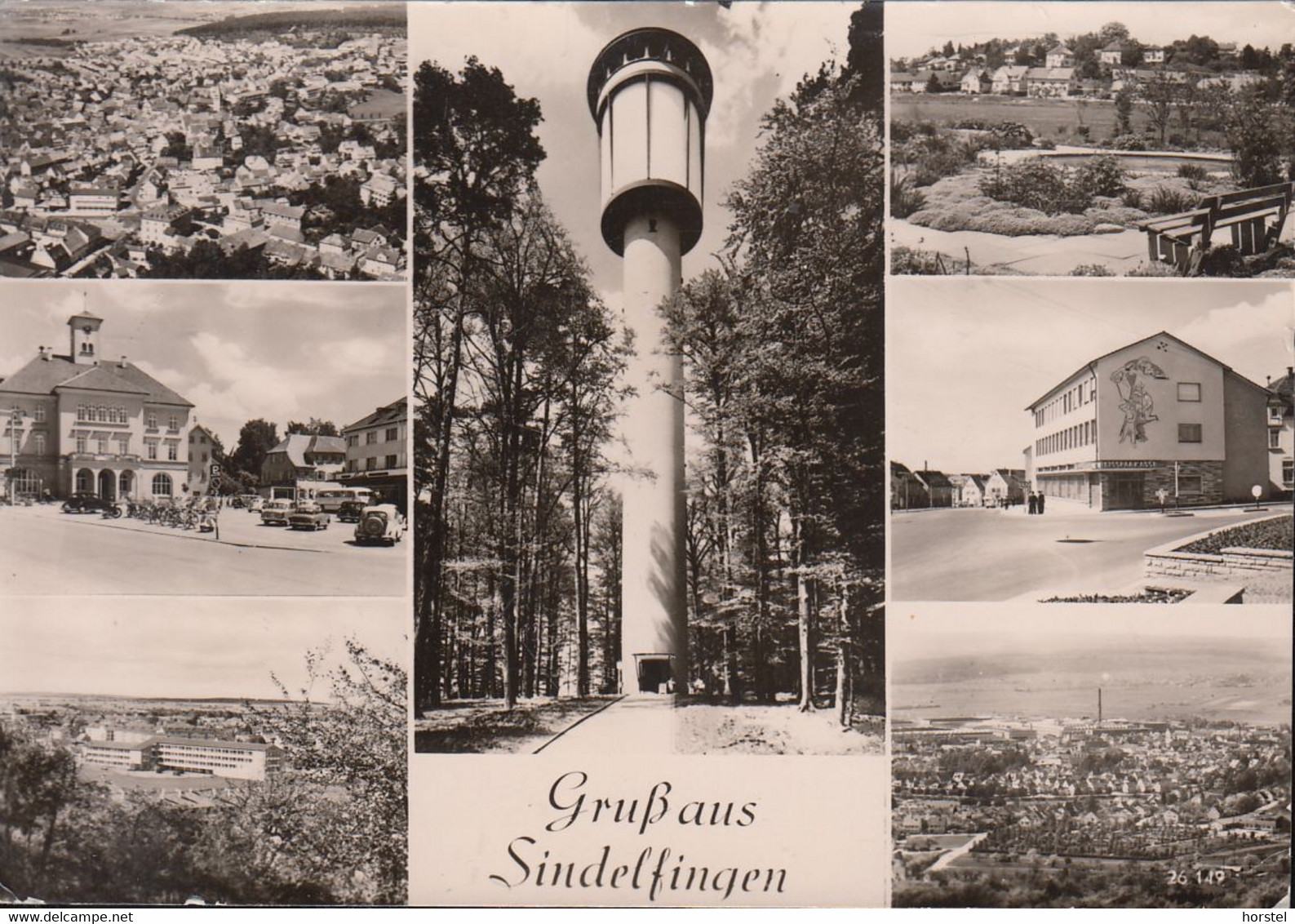 D-71063 Sindelfingen - Alte Ansichten - Turm - Straße - Platz - Cars - Luftbild - Stamp - Sindelfingen