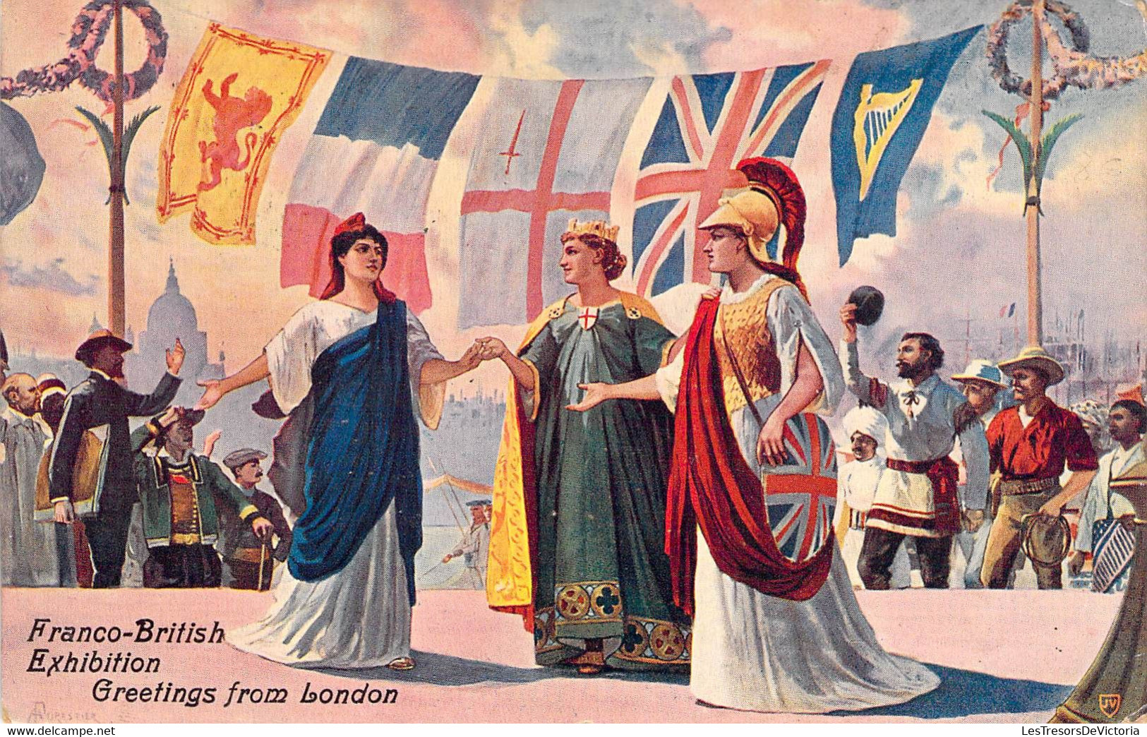 CPA Franco British Exhibition - London - Oblitéré En 1908 - France - England - GREETINGS FROM LONDON - Altri & Non Classificati