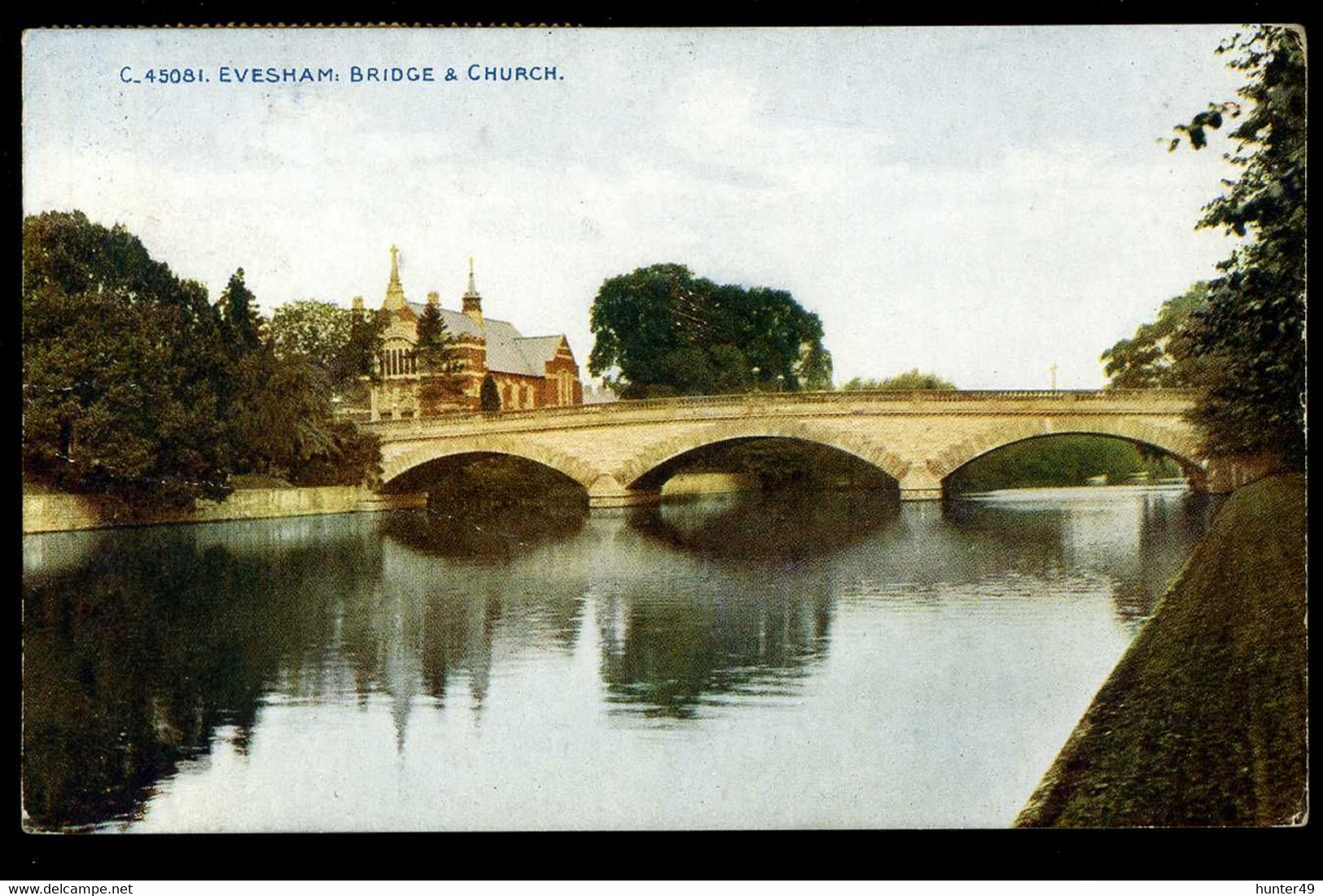 Evesham Bridge & Church 1923 Celesque - Evesham