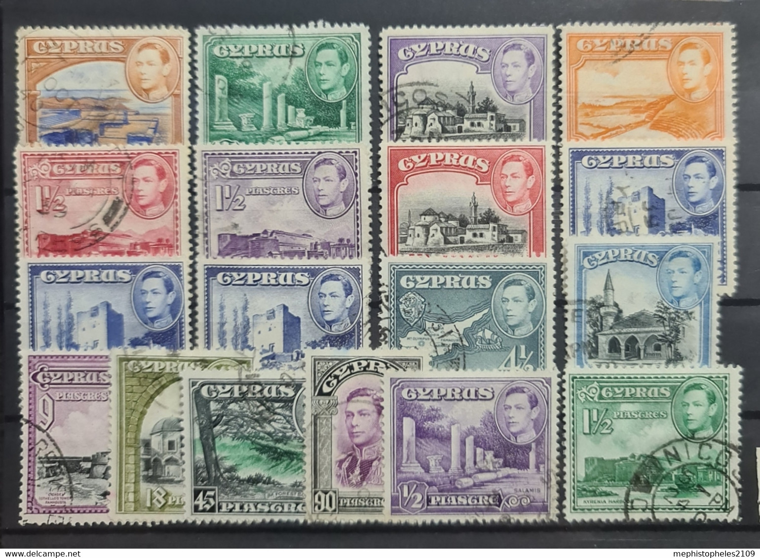 CYPRUS 1938-44 - Canceled - Sc# 143-154, 148A, 164, 165 - Chipre (...-1960)