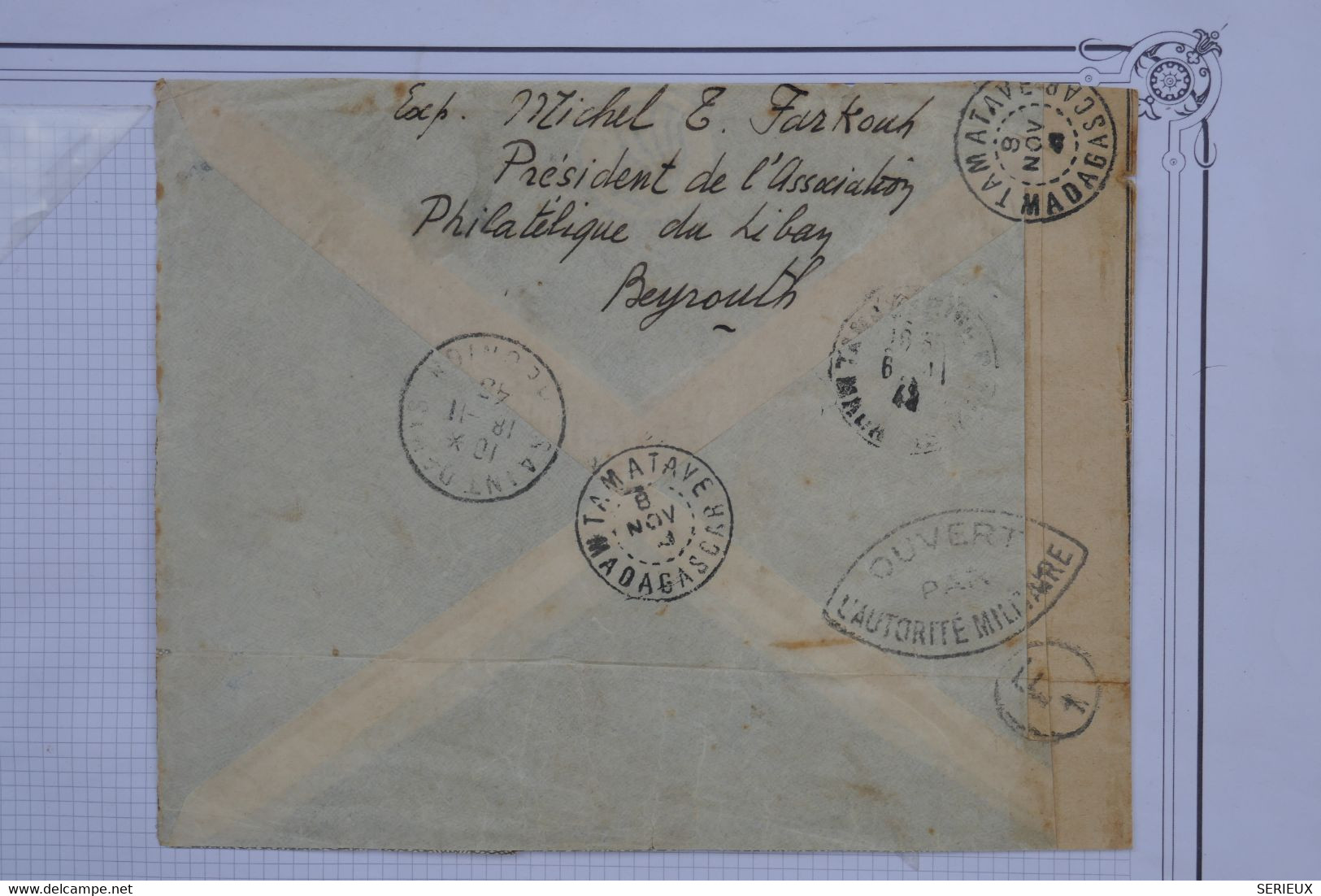 AV16  LIBAN  BELLE LETTRE CENSUREE.RARE 1943 BEYROUTH  POUR ST DENIS DE LA REUNION FRANCE  ++ AFFRANCH. INTERESSANT - Briefe U. Dokumente