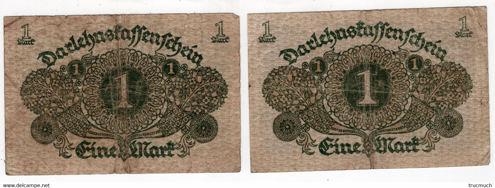 65 - ALLEMAGNE - 1 Mark - 01.03.1920  *2 Billets* - Ohne Zuordnung