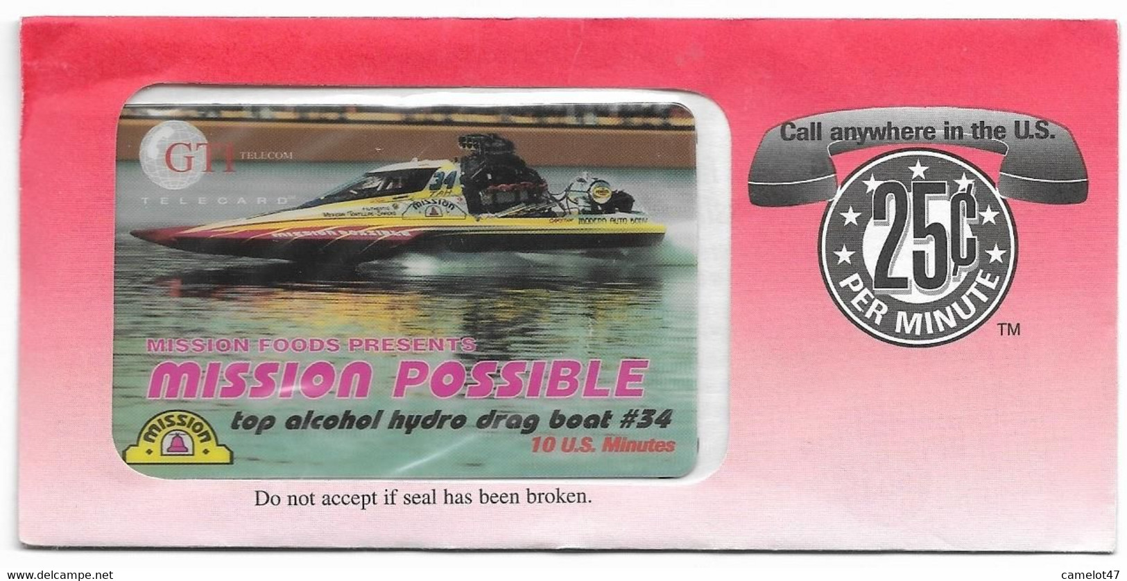 GTI U.S.A., Mission, 10 U.S. Minutes, Prepaid Phone Card, MAY BE SAMPLE, No Value, # Mission-1 - Bateaux