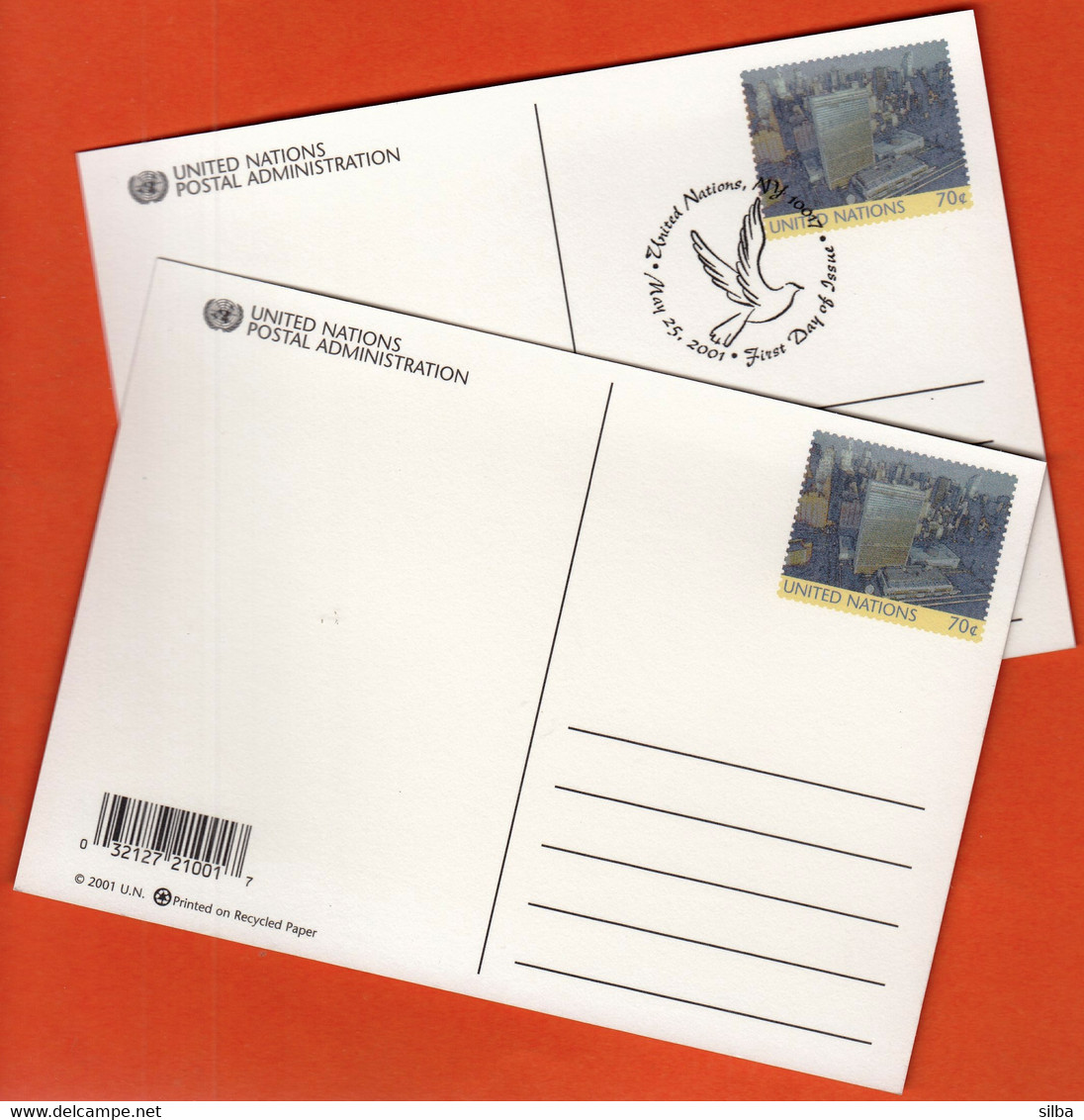 United Nations New York 2001 / Headquarters, Pidgeon, 70 C / Stationery - Lettres & Documents