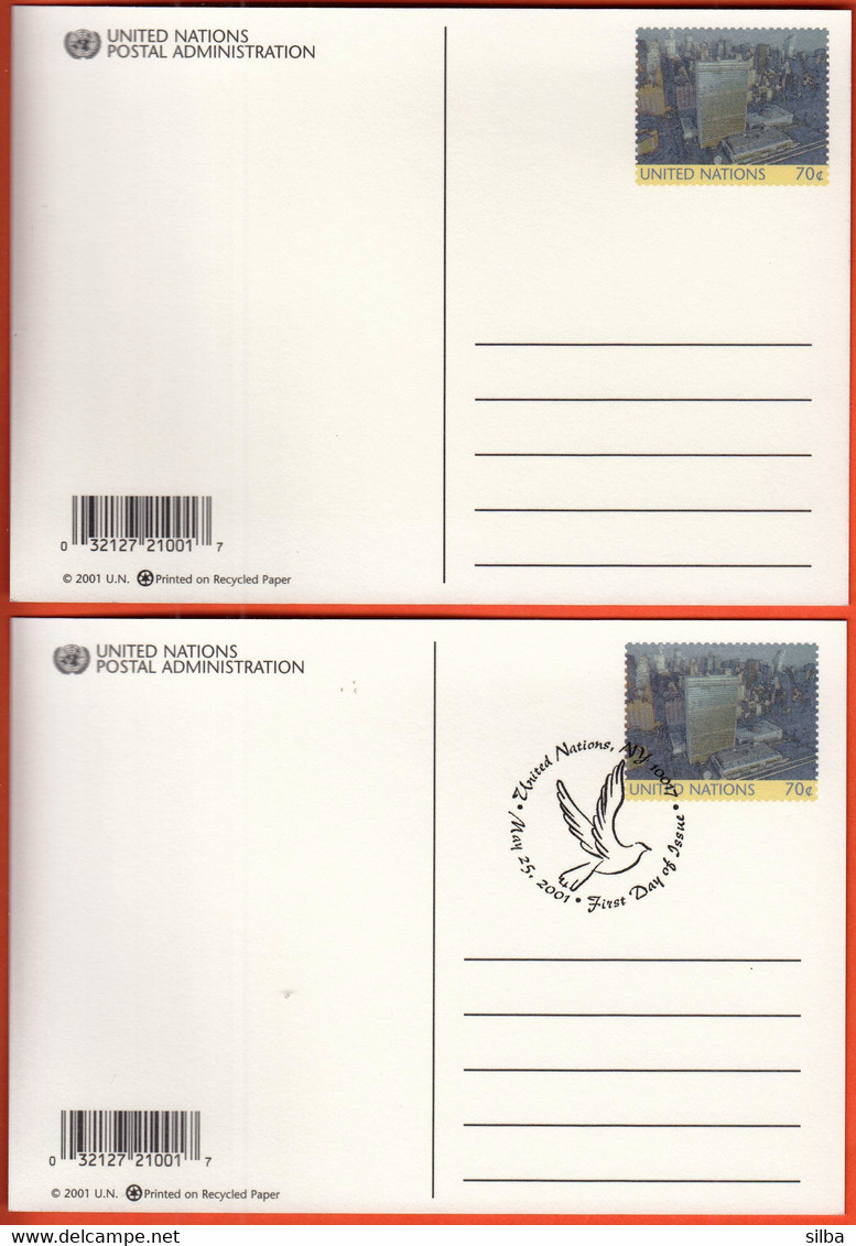 United Nations New York 2001 / Headquarters, Pidgeon, 70 C / Stationery - Storia Postale