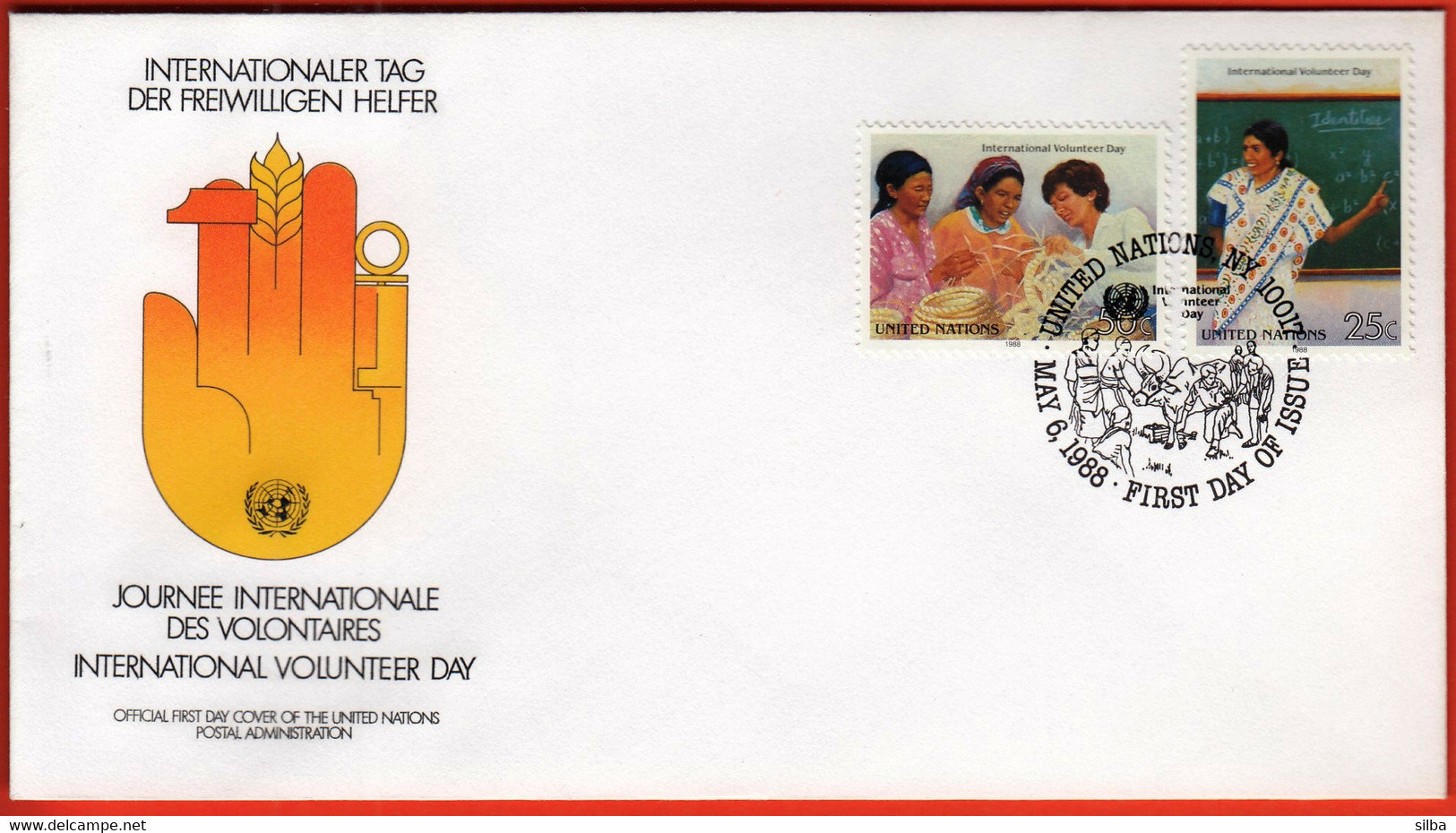 United Nations New York 1988 / International Volunteer Day, Cow / FDC - Cartas & Documentos