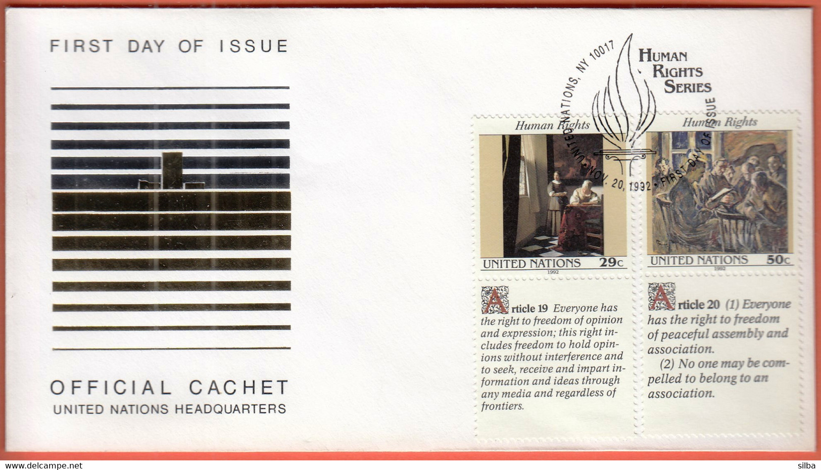 United Nations New York 1992 / Human Rights Series, English Language / FDC - Cartas & Documentos