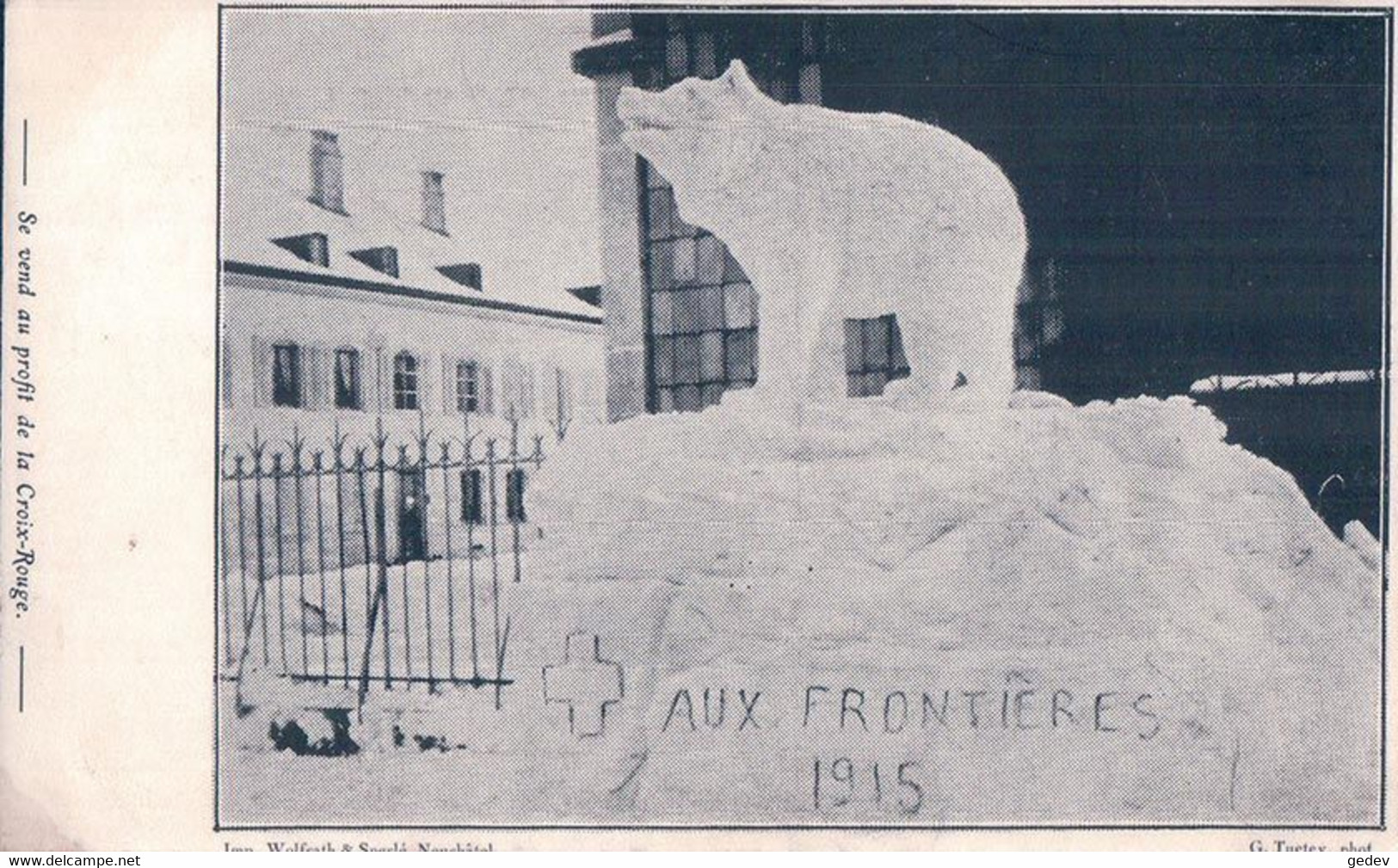 Les Verrières NE, Occupation Des Frontières 1915, Ours Modelé Dans La  Neige (19.5.1915) - Les Verrières