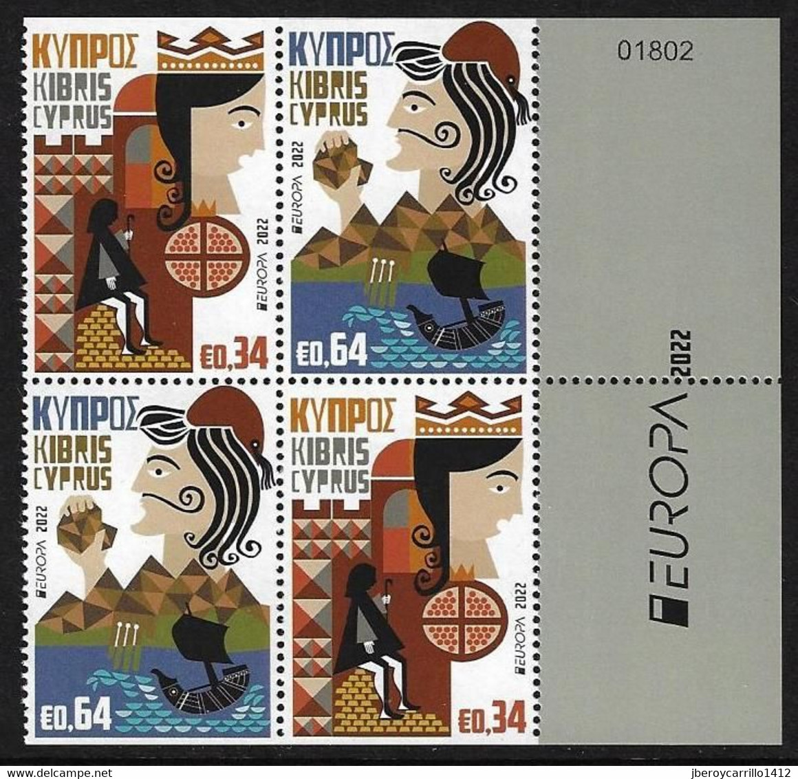 CHIPRE /CYPRUS /ZYPERN /CHYPRE  -EUROPA 2022-"STORIES And MYTHS".- TWO SET In BLOCK Of The  BOOKLET - NUMERADO - 2022