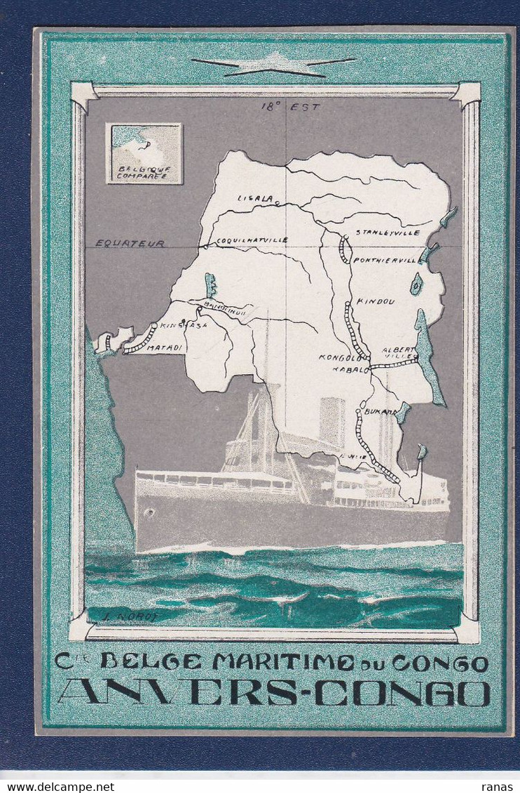 CPA Congo Belge Afrique Noire Non Circulé Maps Publicité Compagnie Belge Maritime Anvers - Congo Belga