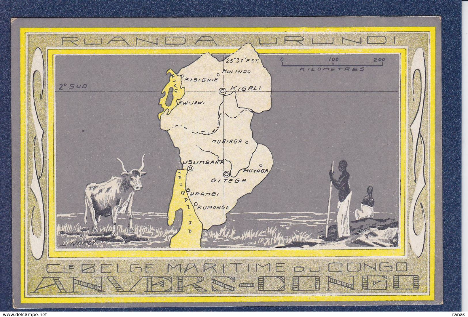 CPA Congo Belge Afrique Noire Non Circulé Maps Publicité Compagnie Belge Maritime Anvers - Congo Belga
