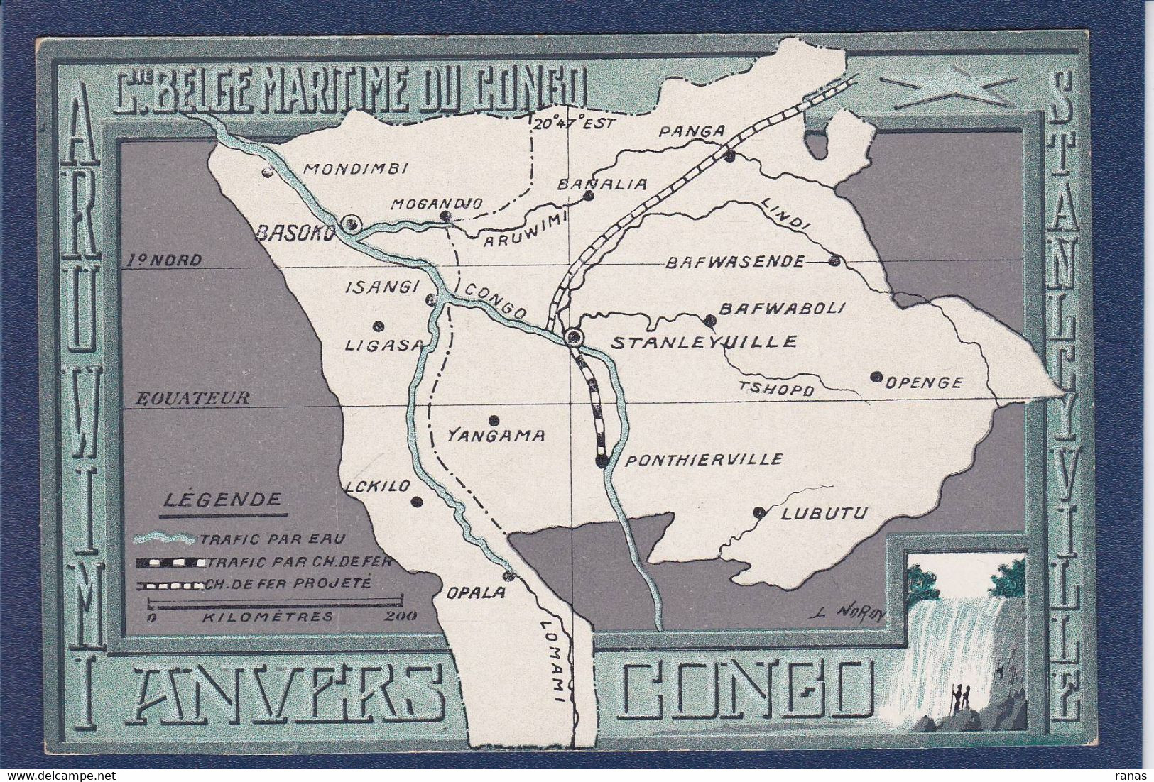 CPA Congo Belge Afrique Noire Non Circulé Maps Publicité Compagnie Belge Maritime Anvers - Belgian Congo