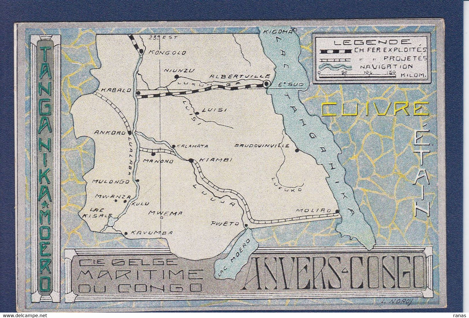 CPA Congo Belge Afrique Noire Non Circulé Maps Publicité Compagnie Belge Maritime Anvers - Belgisch-Kongo