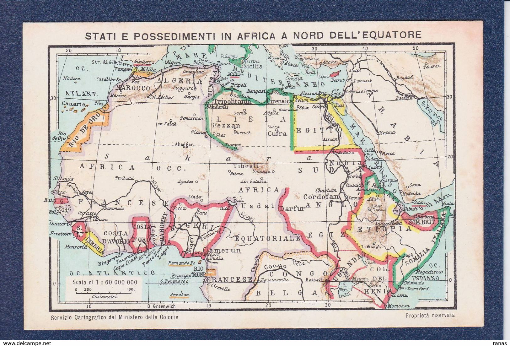 CPA Italie Colonie Afrique Noire Non Circulé Maps Afrique Du Nord - Other & Unclassified