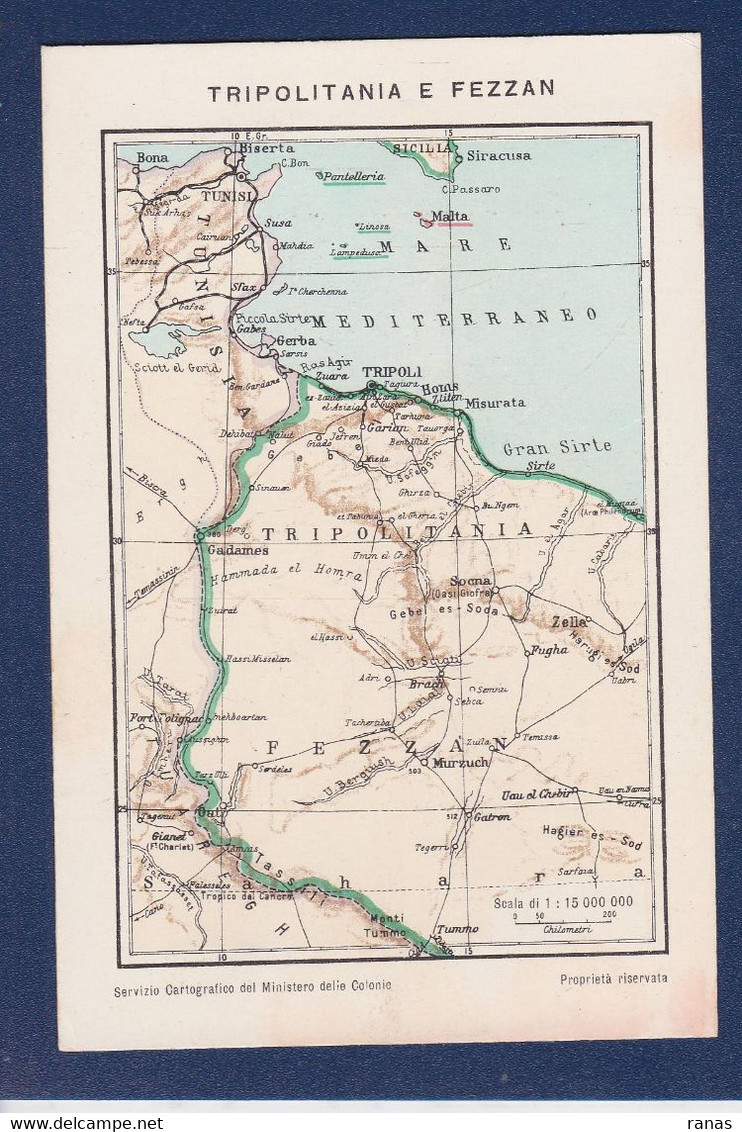 CPA Italie Colonie Afrique Noire Non Circulé Maps Tripolitania E Fezzan - Sonstige & Ohne Zuordnung