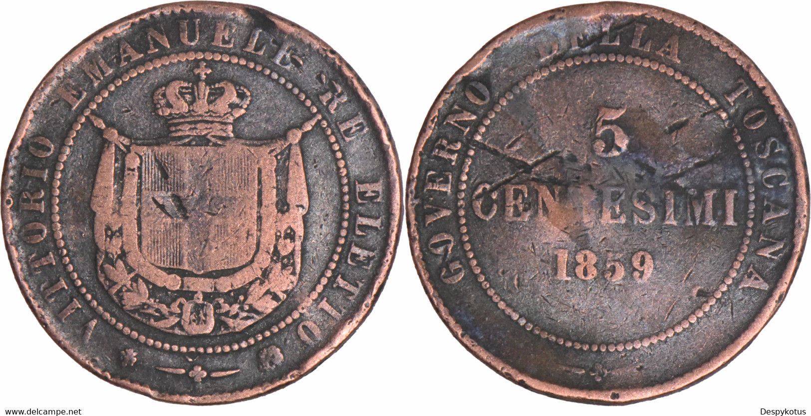 Italie - Toscane - 1859 - 5 Centesimi - Vittorio Emanuele II - 04-222 - Toscane