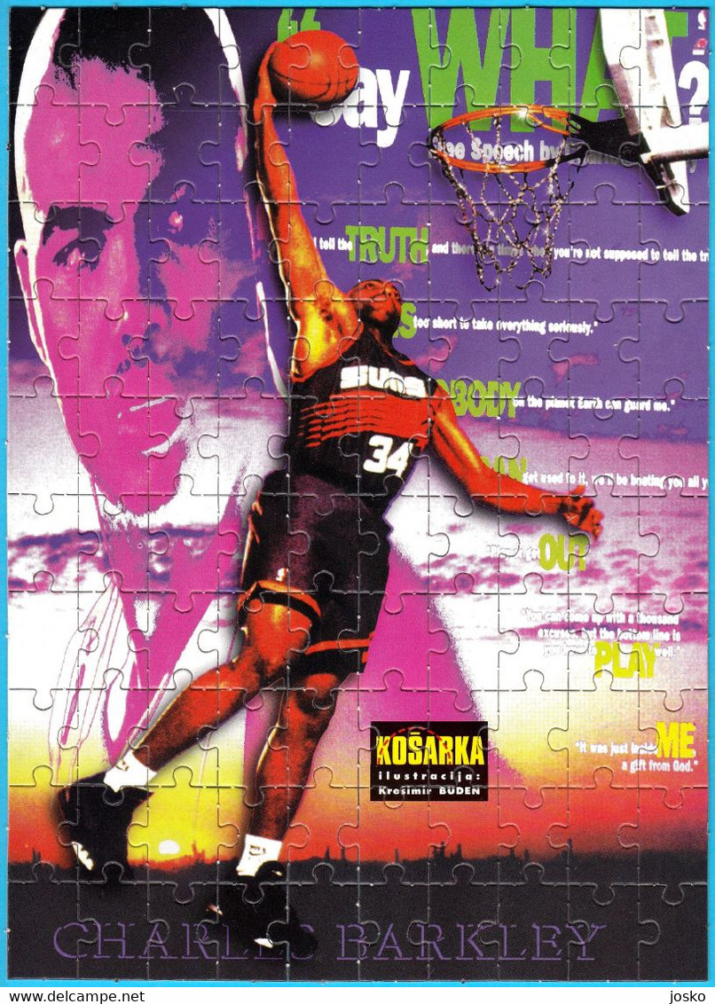 CHARLES BARKLEY - Beautifull Puzzle Set From Croatian Basketball Magazine Issued 1990's * Phoenix Suns DREAM TEAM Member - Phoenix Suns