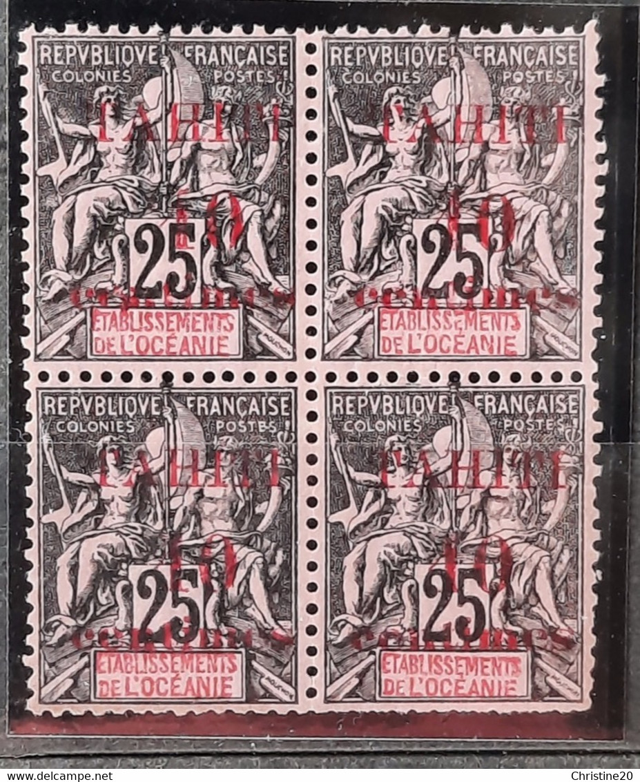 Tahiti 1903 N°31 En Bloc De 4 **TB Cote 96€ - Unused Stamps
