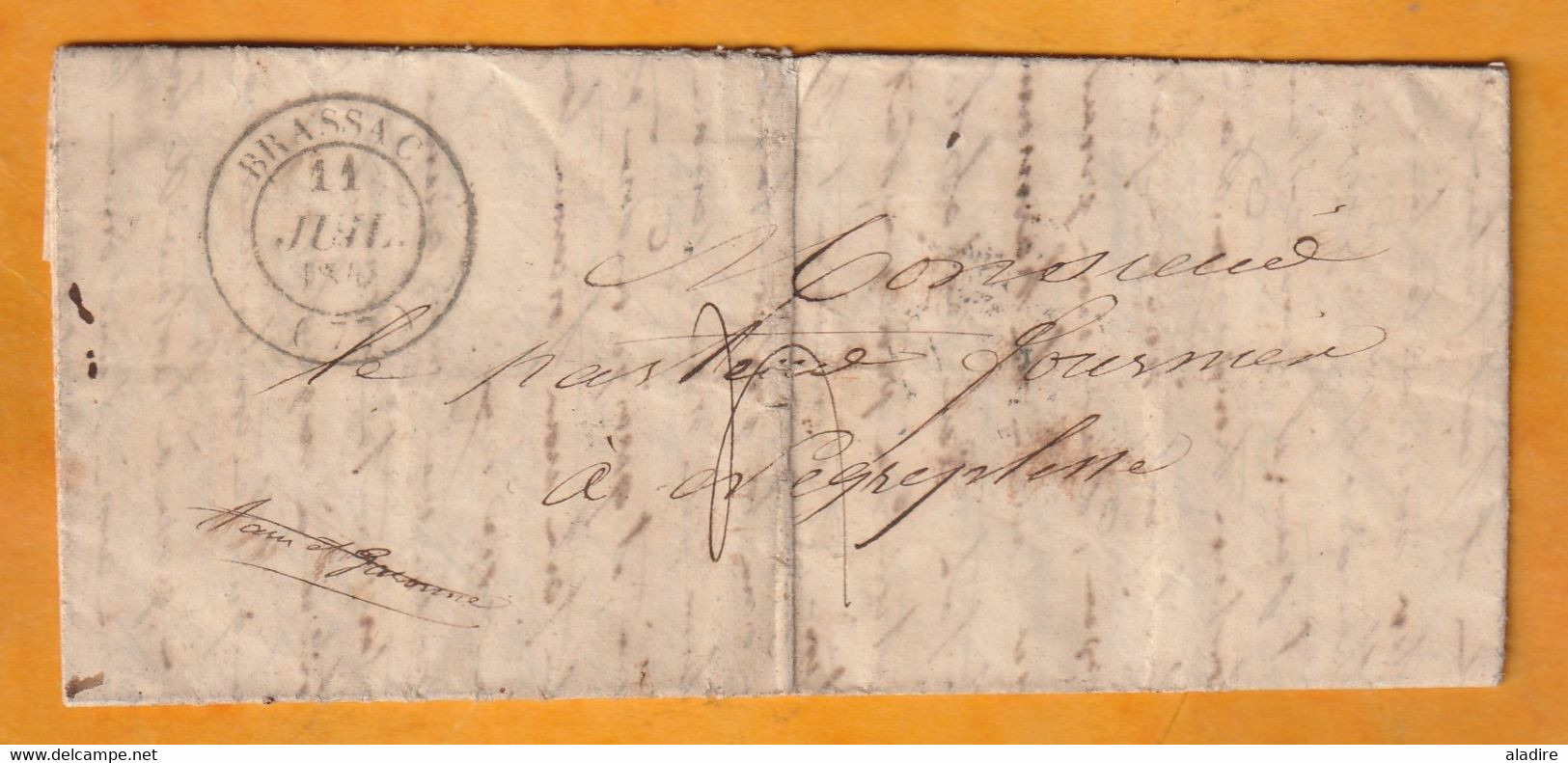 1848 - Lettre Pliée Avec Corresp De 3 Pages De SABLAYROLLES, Postée à BRASSAC Sur L'Agout, Tarn Vers Nègrepelisse - 1801-1848: Vorläufer XIX