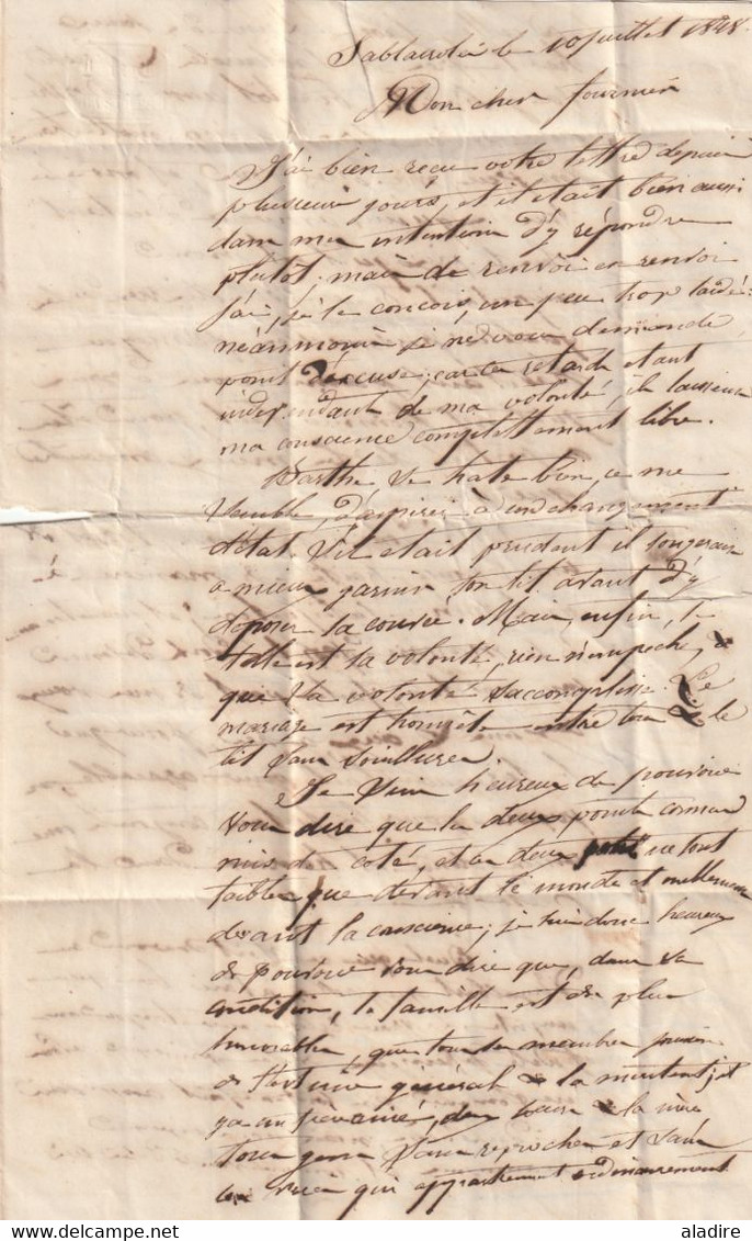 1848 - Lettre pliée avec corresp de 3 pages de SABLAYROLLES, postée à BRASSAC sur l'Agout, Tarn vers Nègrepelisse