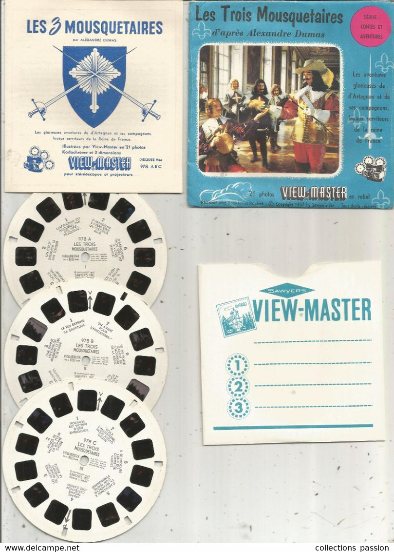 VIEW MASTER , 21 Photos En Relief , Livret 10 Pages , Les TROIS MOUSQUETAIRES, 1957 , 2 Scans, Frais Fr 3.35 E - Stereoskope - Stereobetrachter