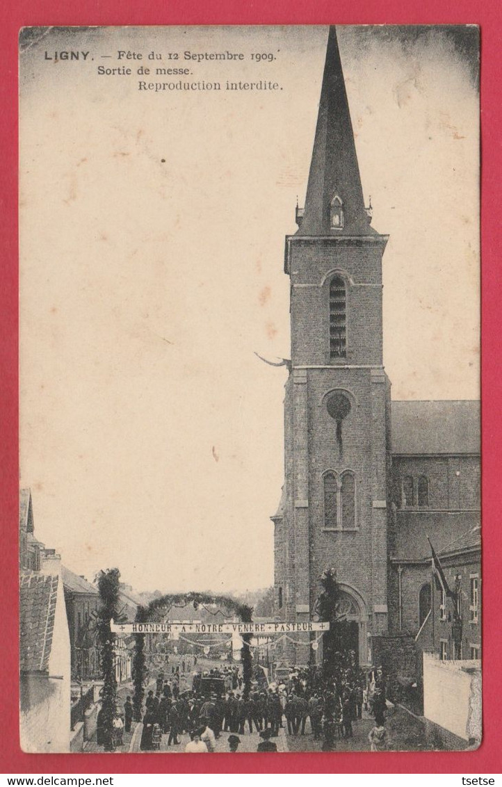 Ligny - Fête Du 12 Septembre 1909 - Sortie De Messe - 1929 ( Voir Verso ) - Sombreffe