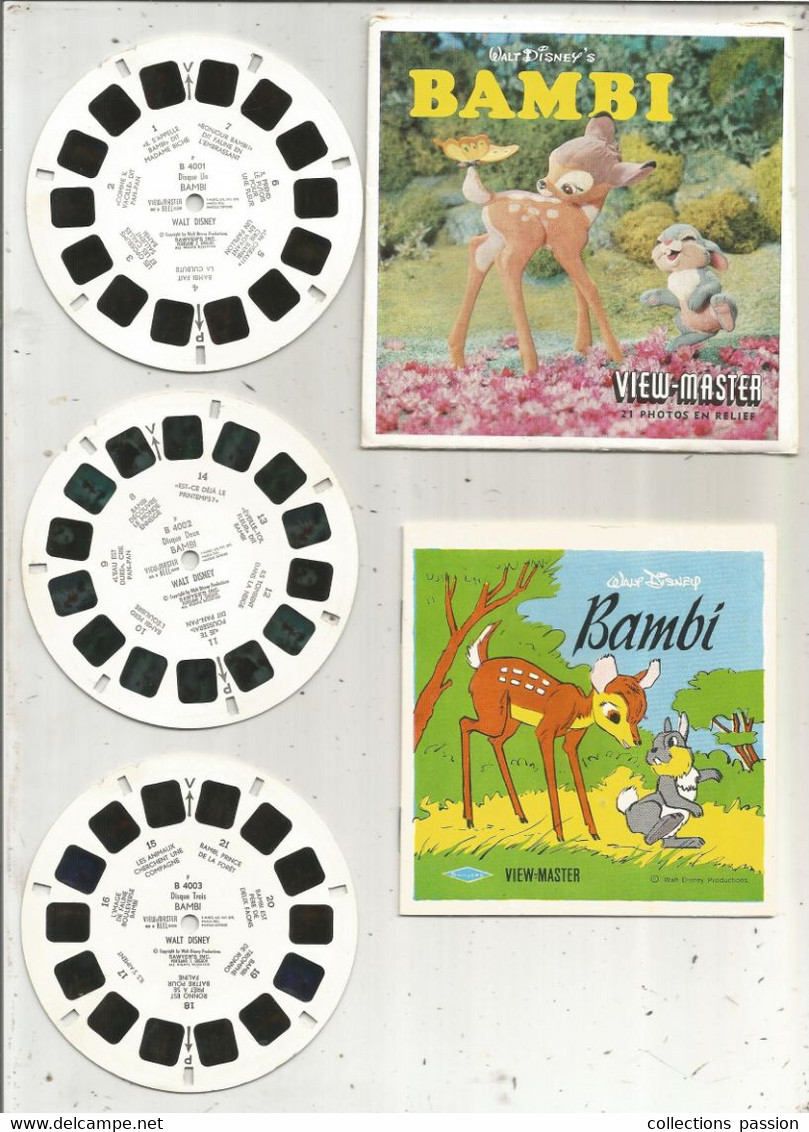 VIEW MASTER , 21 Photos En Relief , Livret 16 Pages , BAMBI, Walt Disney's,1956 , 2 Scans, Frais Fr 3.35 E - Stereoscopi