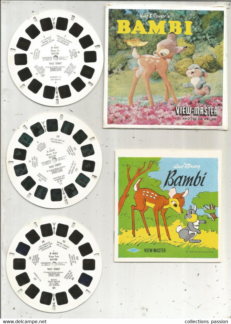VIEW MASTER , 21 Photos En Relief , Livret 16 Pages , BAMBI, Walt Disney's,1956 , 2 Scans, Frais Fr 3.35 E - Stereoscopes - Side-by-side Viewers