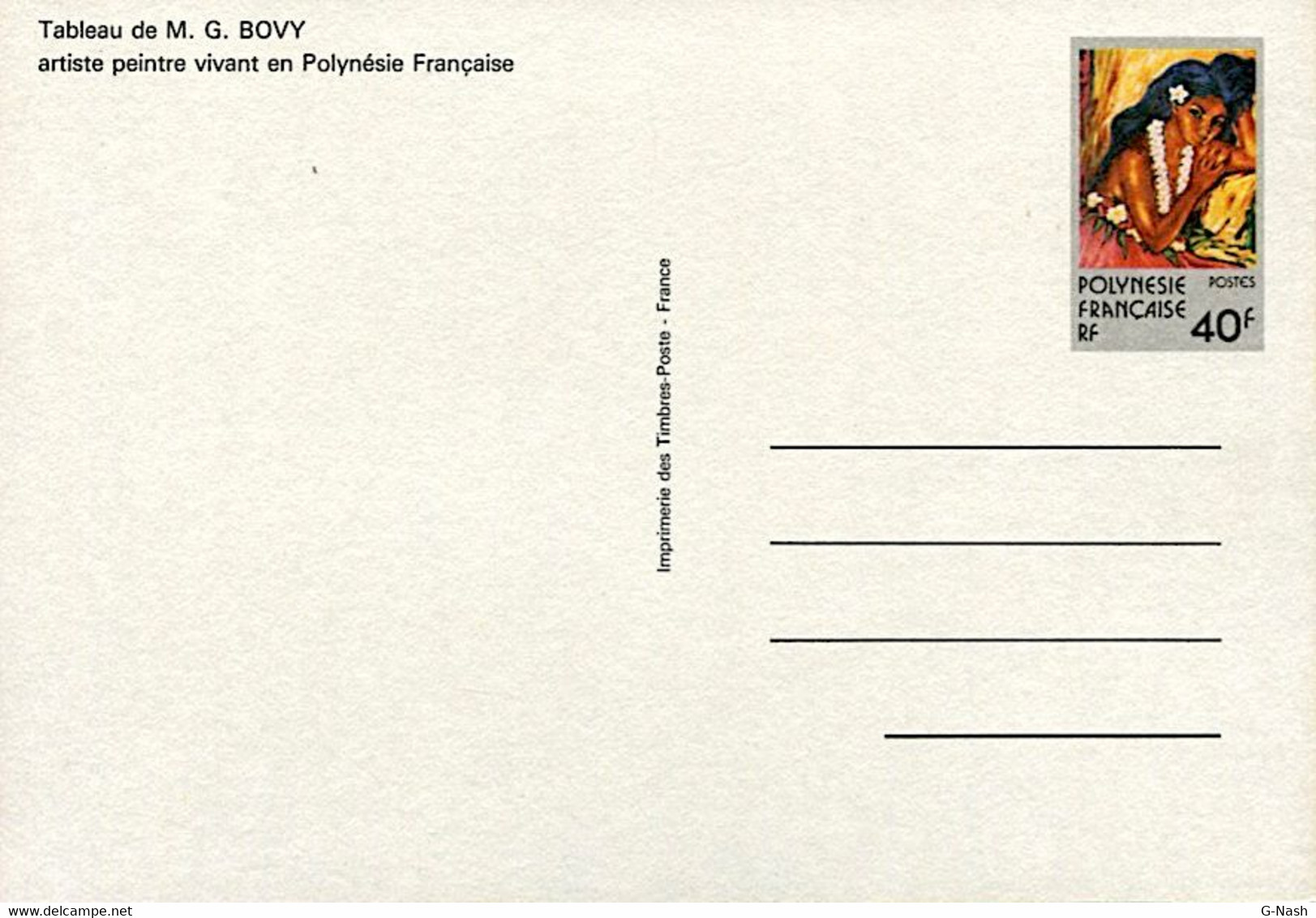 (Polynésie Française) Entier Postal - Tableau De MG Bovy, Artiste Vivant En Polynésie Française - Postal Stationery