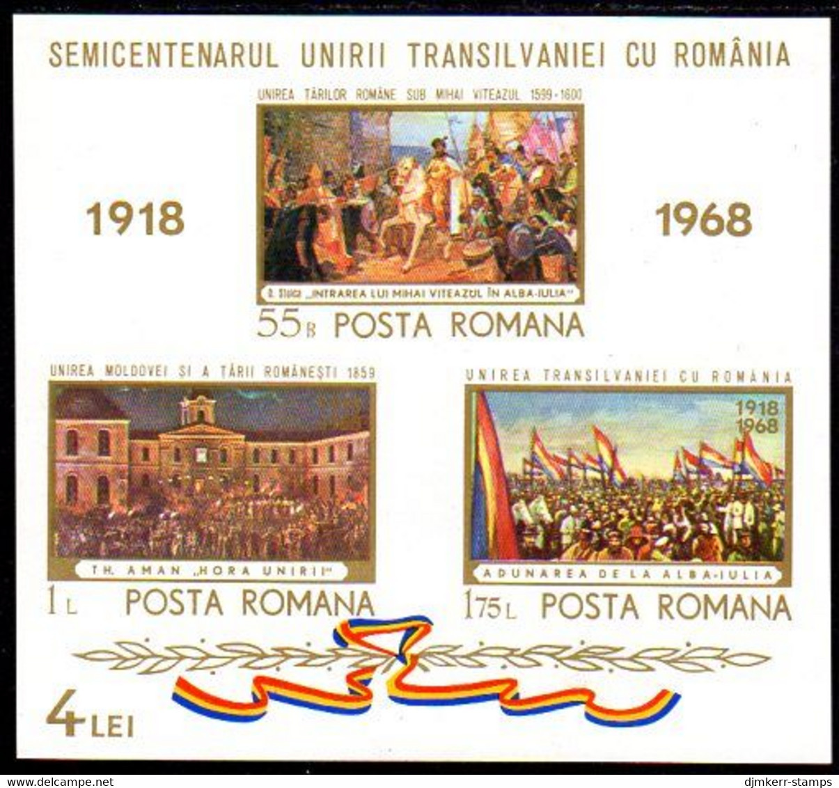 ROMANIA 1968 Reincorporation Of Transylvania  Block MNH / **.  Michel Block 68 - Ungebraucht