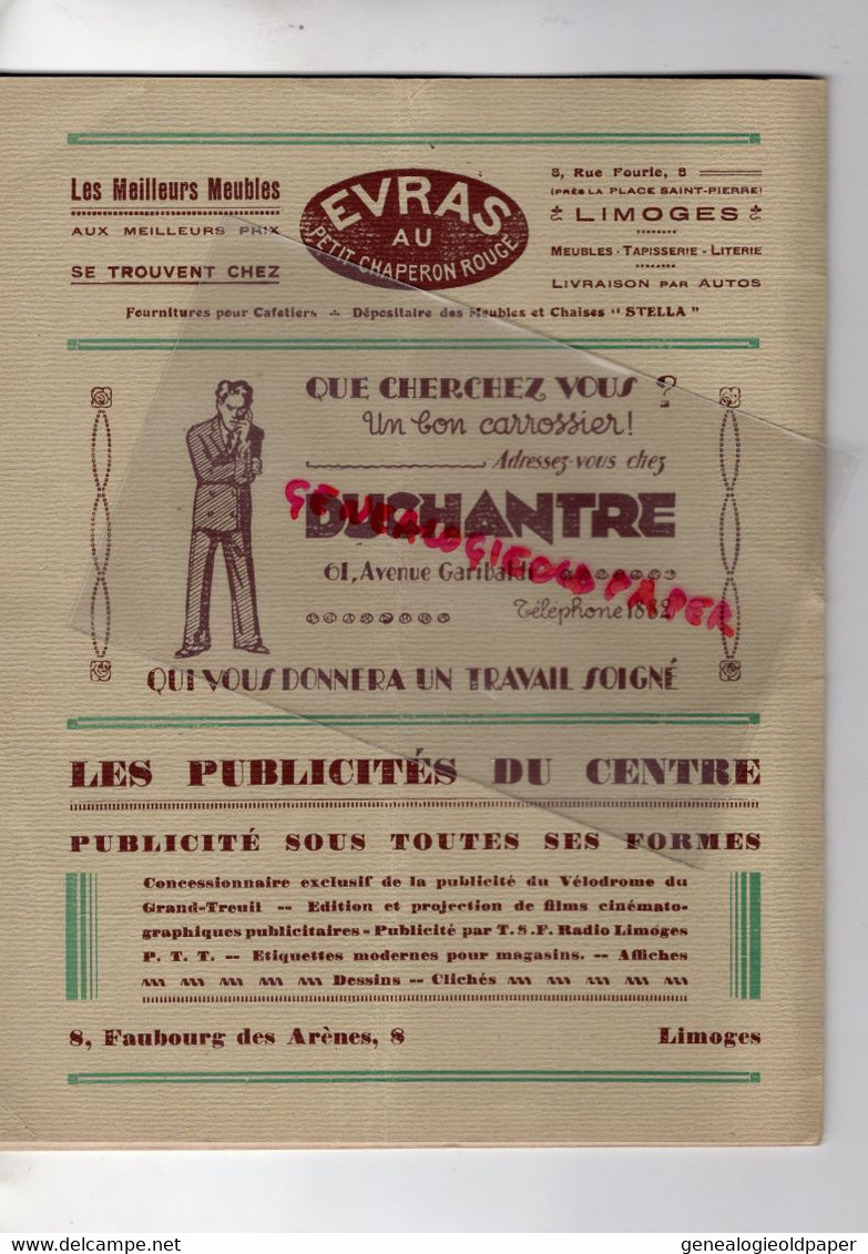 87- LIMOGES- PROGRAMME CIRQUE THEATRE -M. BEAUCAIRE OPERETTE ANDRE MESSAGER-TZAREWITCH-LEHAR-1930-RIGILETTO VERDI - Programma's