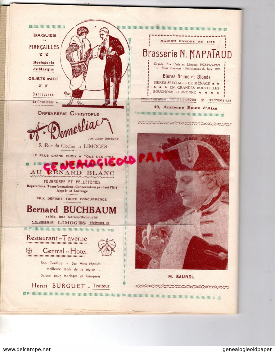 87- LIMOGES- PROGRAMME CIRQUE THEATRE -M. BEAUCAIRE OPERETTE ANDRE MESSAGER-TZAREWITCH-LEHAR-1930-RIGILETTO VERDI