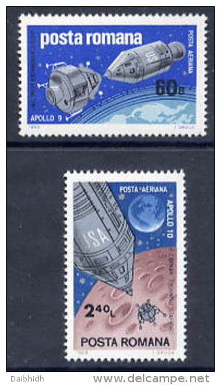 ROMANIA 1969 Apollo 9 And 10 Space Projects 4 MNH / **   Michel 2779-80 - Nuovi