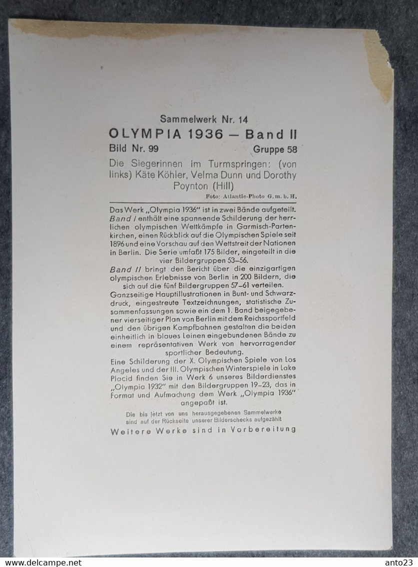 Les Gagnantes Natation  Käte Köhler, Velma Dunn Et Dorothy Poynton Germany Berlin  Olympique J.O ALLEMAGNE 1936 - Tarjetas