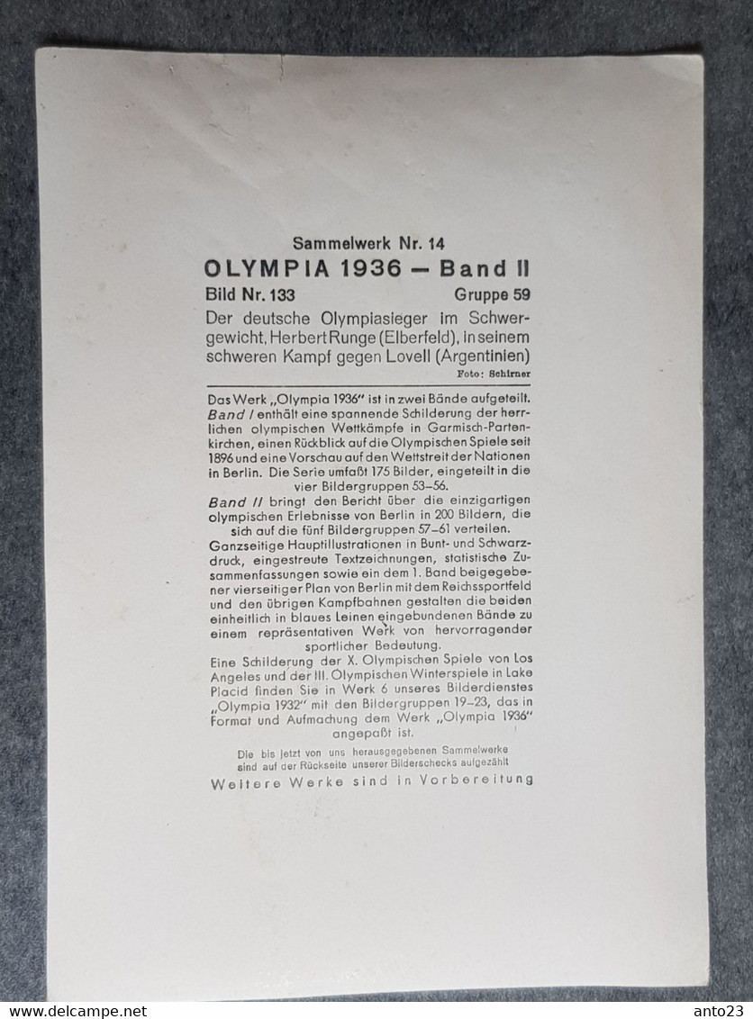 OLYMPIA 1936 - Band II - Bild Nr 131 Gruppe 60 - Les Boxeurs Herbert Runge (Allemagne) Lovell (Argentine) - Trading-Karten