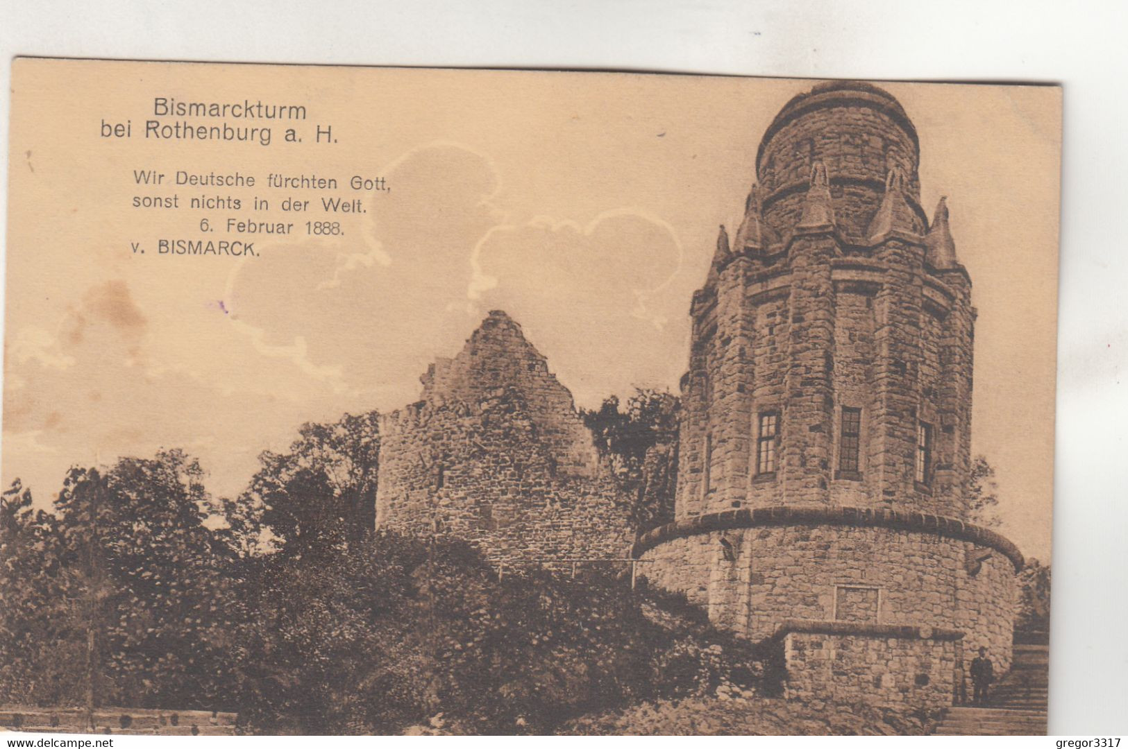 B2560) BISMARCKTURM Bei ROTHENBURG A. H. - Wie Deutsche Fürchten Gott - Gel. FELDPOST KELBRA Kyffhäuser 1917 - Kyffhäuser