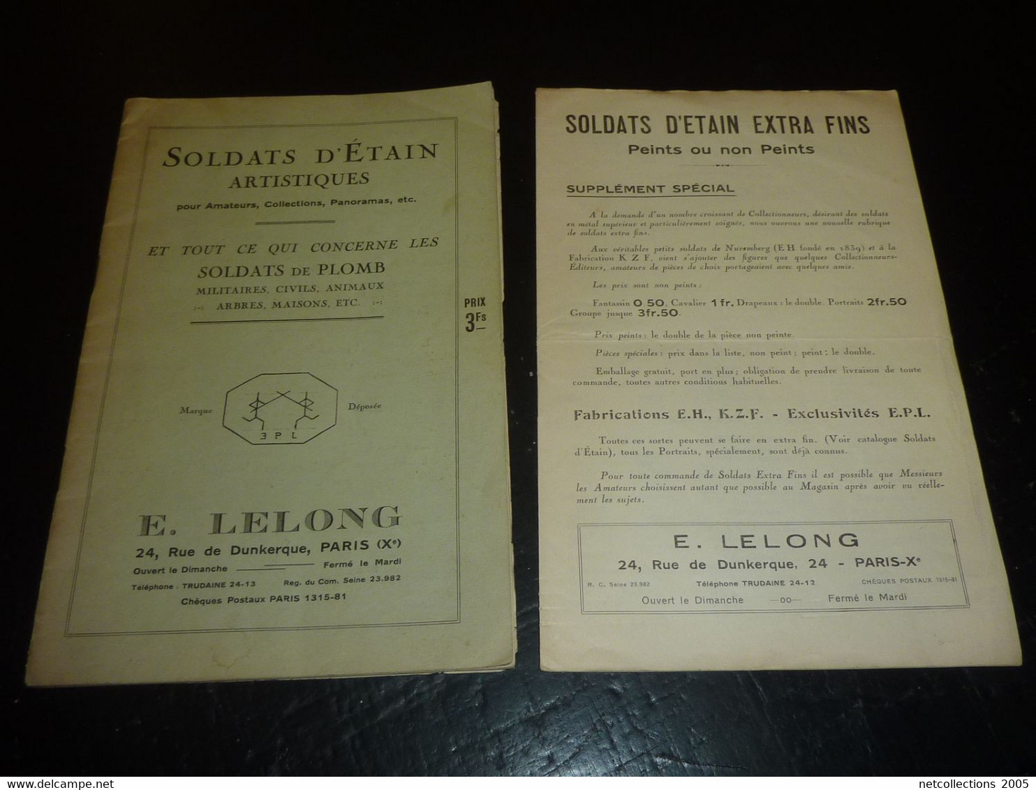 CATALOGUE De SOLDATS D'ETAIN ARTISTIQUES ET SOLDAT DE PLOMB - E. LELONG DUNKERQUE + SUPPLEMENT SPECIAL (DOC-A) - Model Making