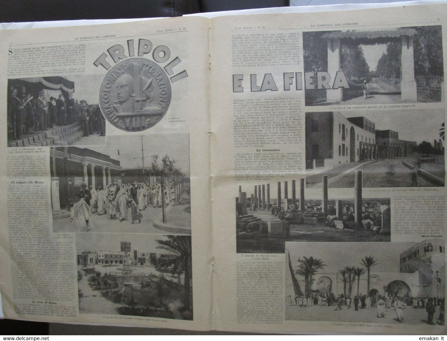 # DOMENICA DEL CORRIERE N 13 / 1934 SERATE IN GALLERIA A MILANO / FIERA TRIPOLI / - Premières éditions