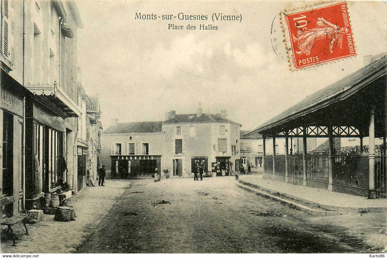 Monts Sur Guesnes * La Place Des Halles * Pharmacie * Commerces Magasins - Monts Sur Guesnes