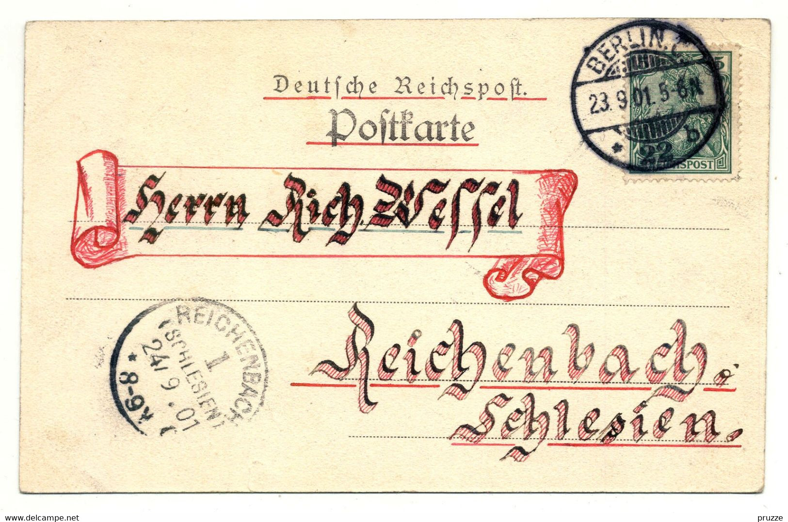 Berlin 1901, Kaiser Wilhelmstrasse - Nach Reichenbach, Schlesien - Mitte