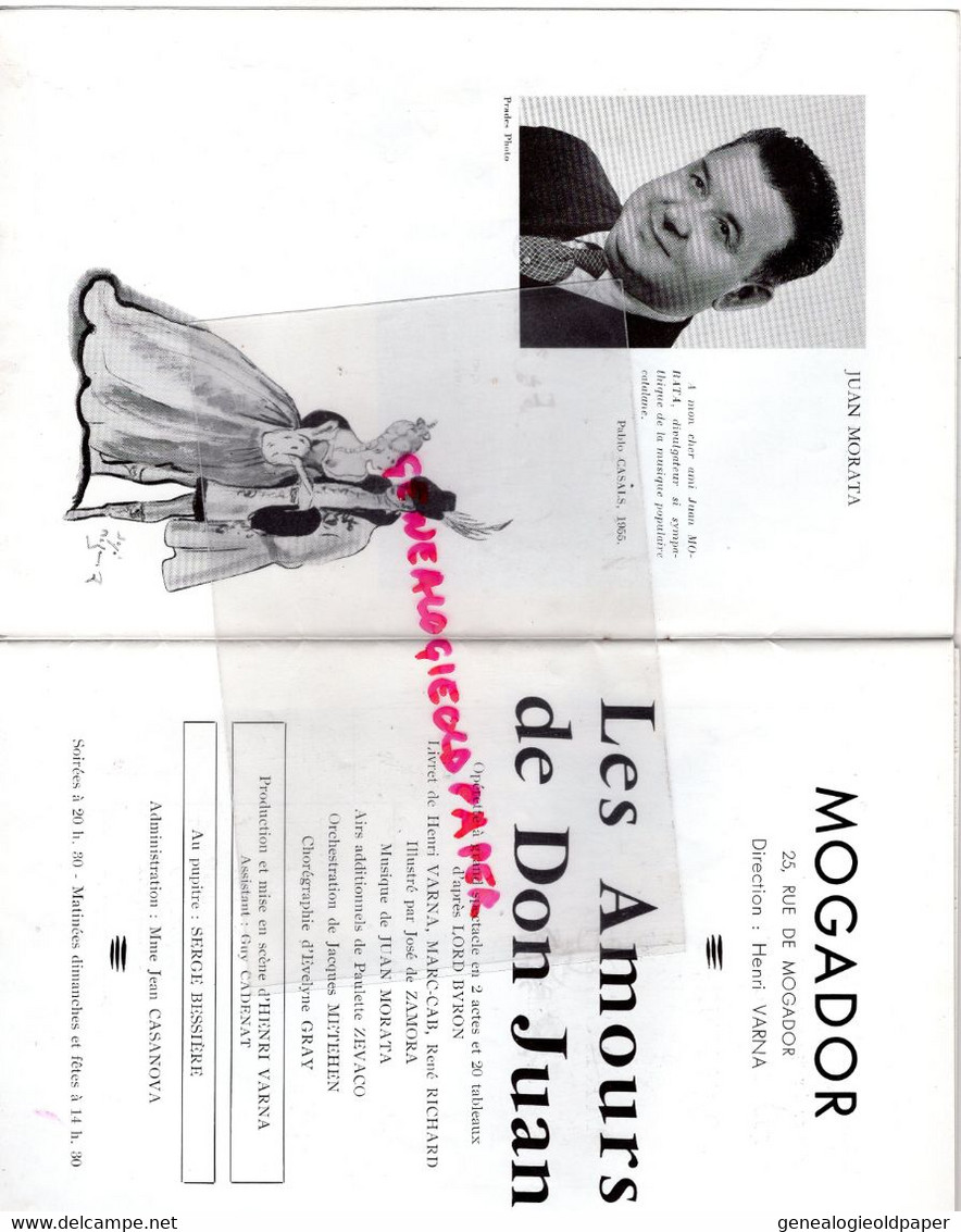 75- PARIS-THEATRE MOGADOR-OPERETTE AMOURS DE DON JUAN-LORD BYRON-VARNA-MERKES-PAULETTE MERVAL-EDDY RASIMI-CONTI LISA- - Programmi