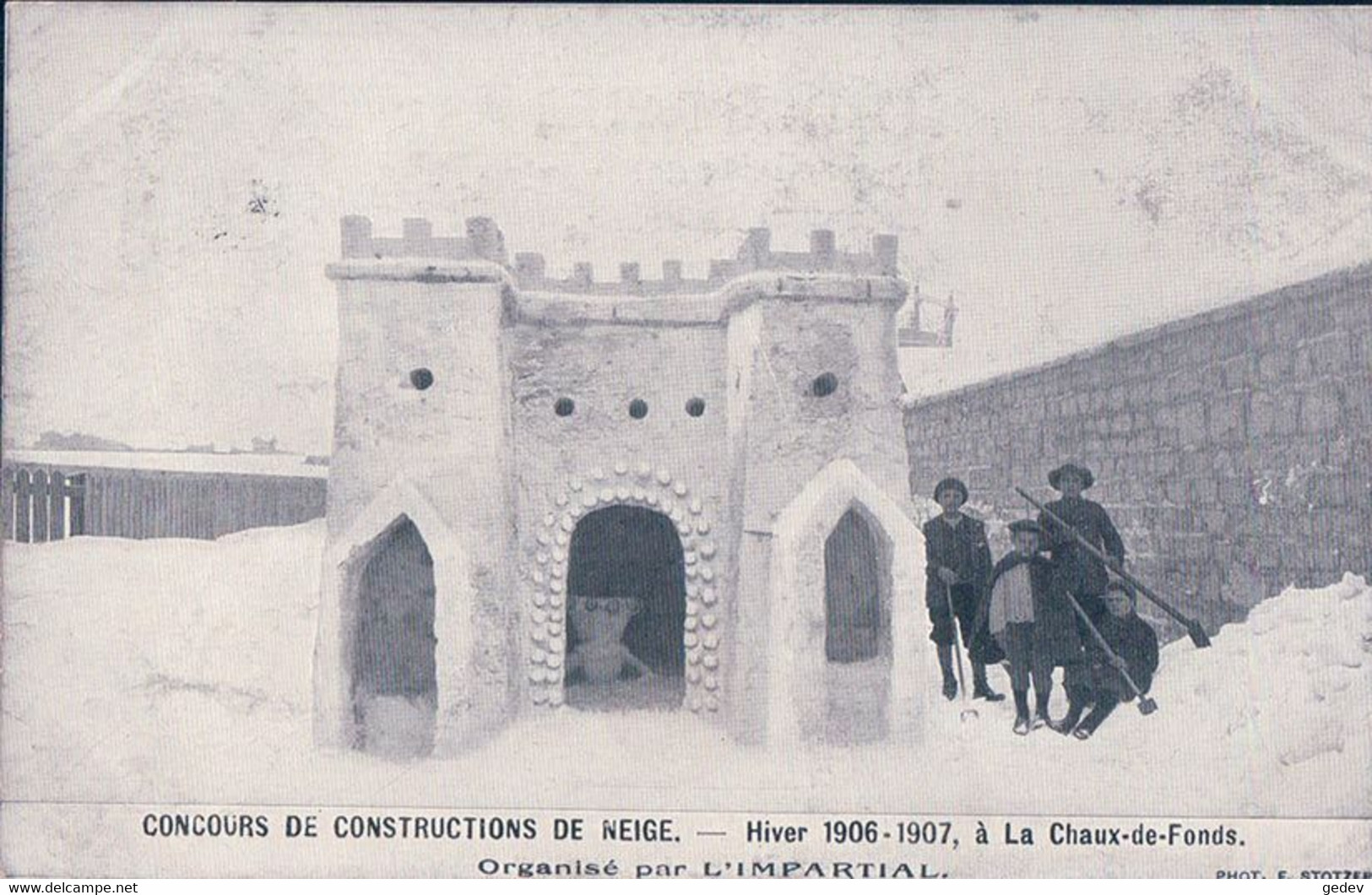 La Chaux De Fonds 1907, Monument De Neige Un Château (16.3.1907) - La Chaux-de-Fonds