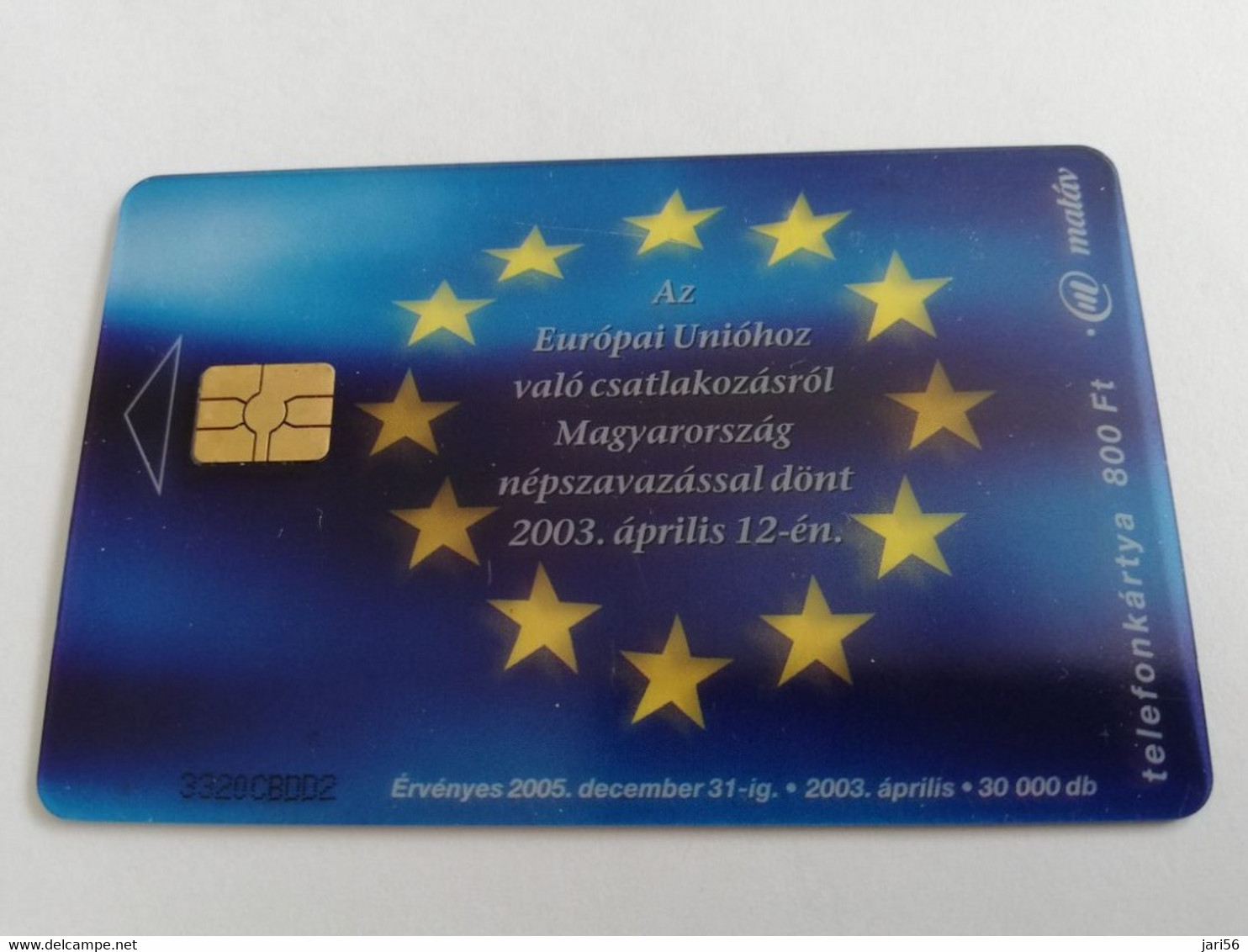 HONGARIA  800FT    CHIP CARD  TRANSPARANT EUROPEAN UNION 2003       Fine Used    **9634** - Ungarn