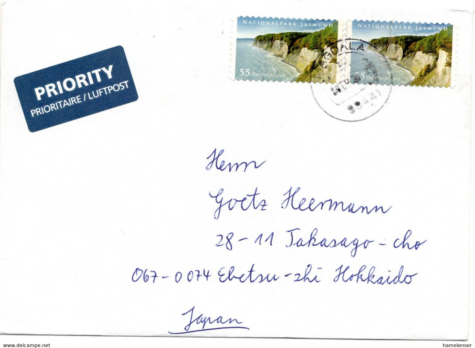 59249 - Bund - 2020 - 2@55c Jasmund A LpBf MAGDALA -> Japan - Lettres & Documents