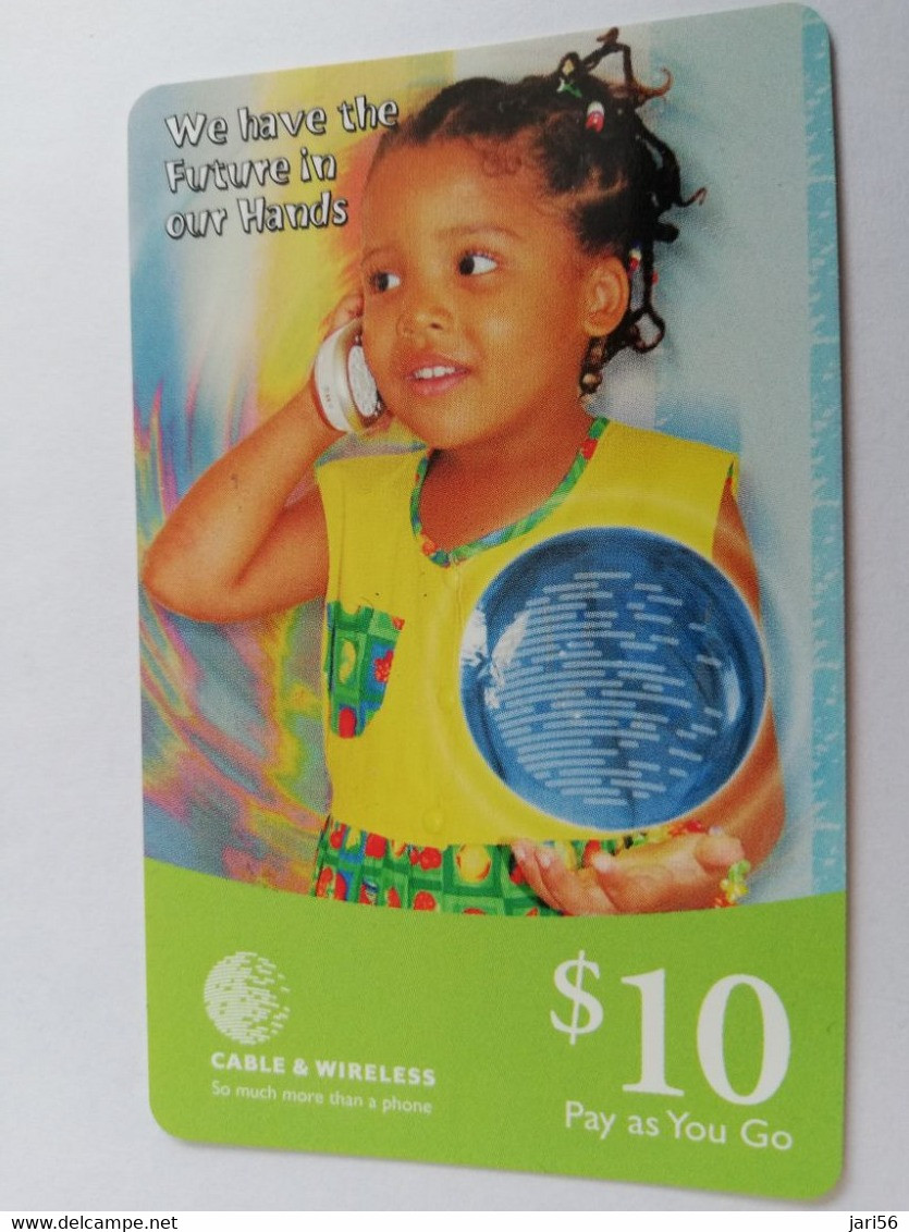 BARBADOS   $ 10 ,- PAY AS YOU GO GREEN  CHILD ON PHONE    Prepaid      Fine Used Card  ** 9643 ** - Barbades