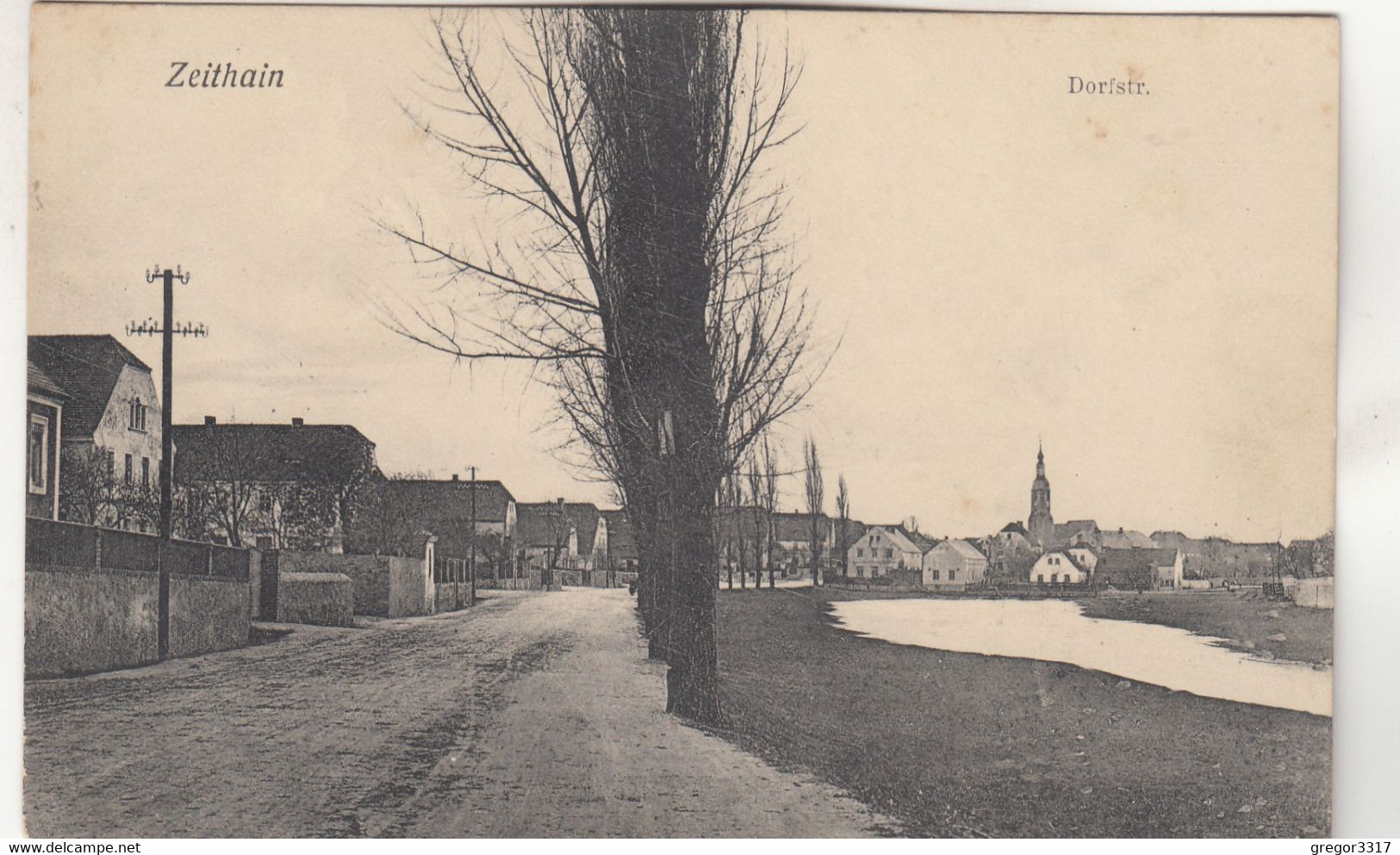B2569) ZEITHAIN - DORFSTRASSE - Super DETAIL AK Mit Häusern U. Kirche ALT ! 1914 - Zeithain