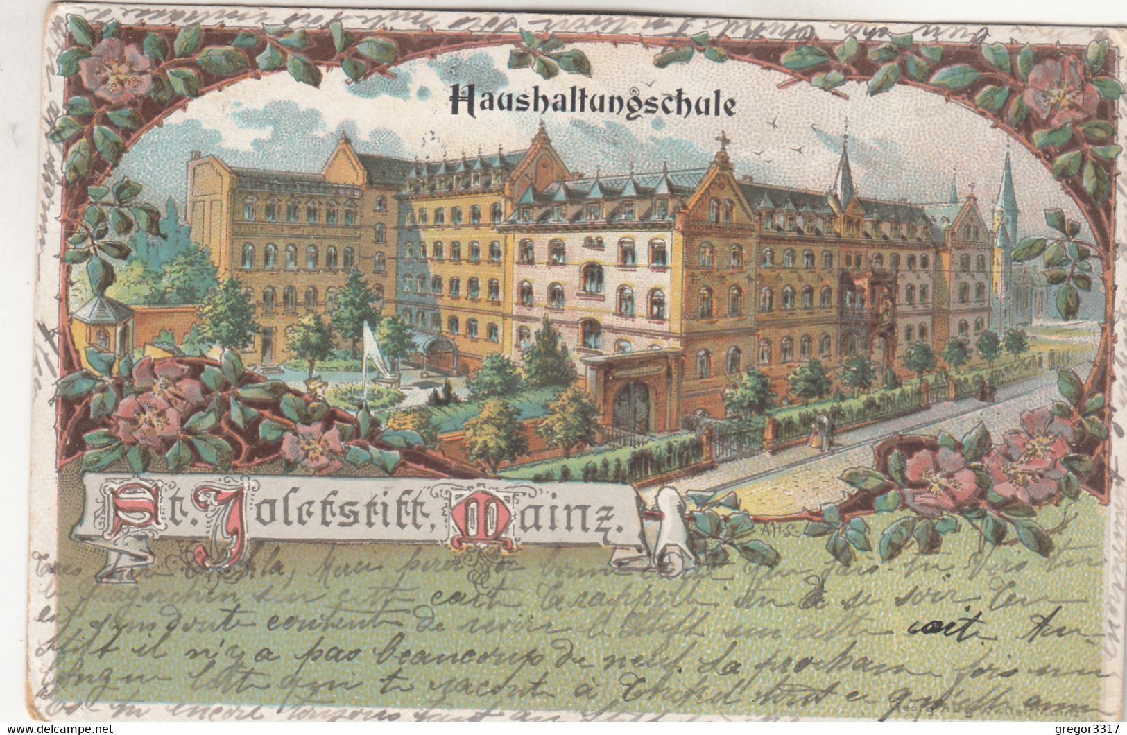 B2570) St. Josefsstift MAINZ - HAUSHALTUNGSSCHULE - Seltene Alte LITHO 25.1.1904 - Mainz